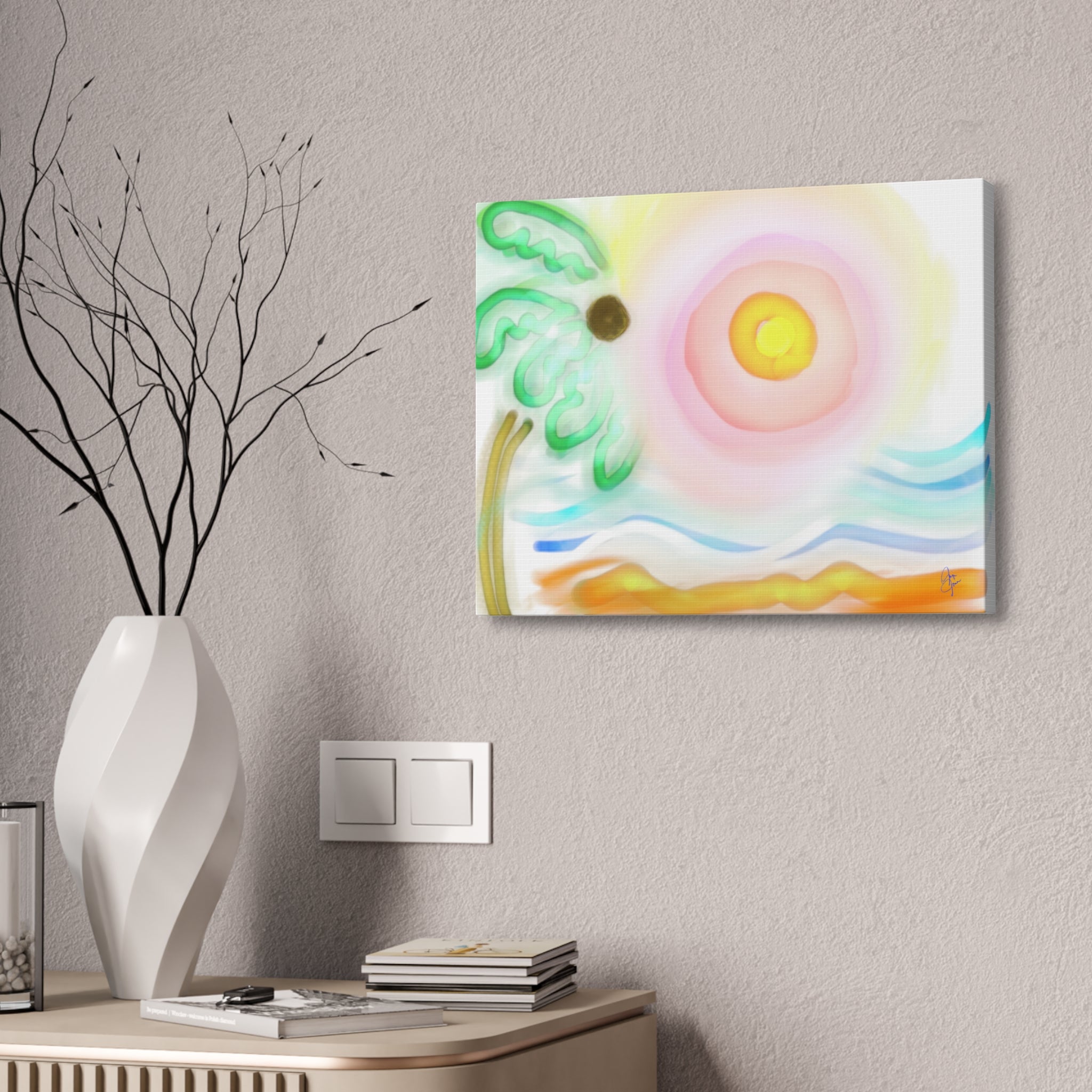 Tropical Sunrise Canvas Wall Art — Stretched 1.5" Beach Landscape Print