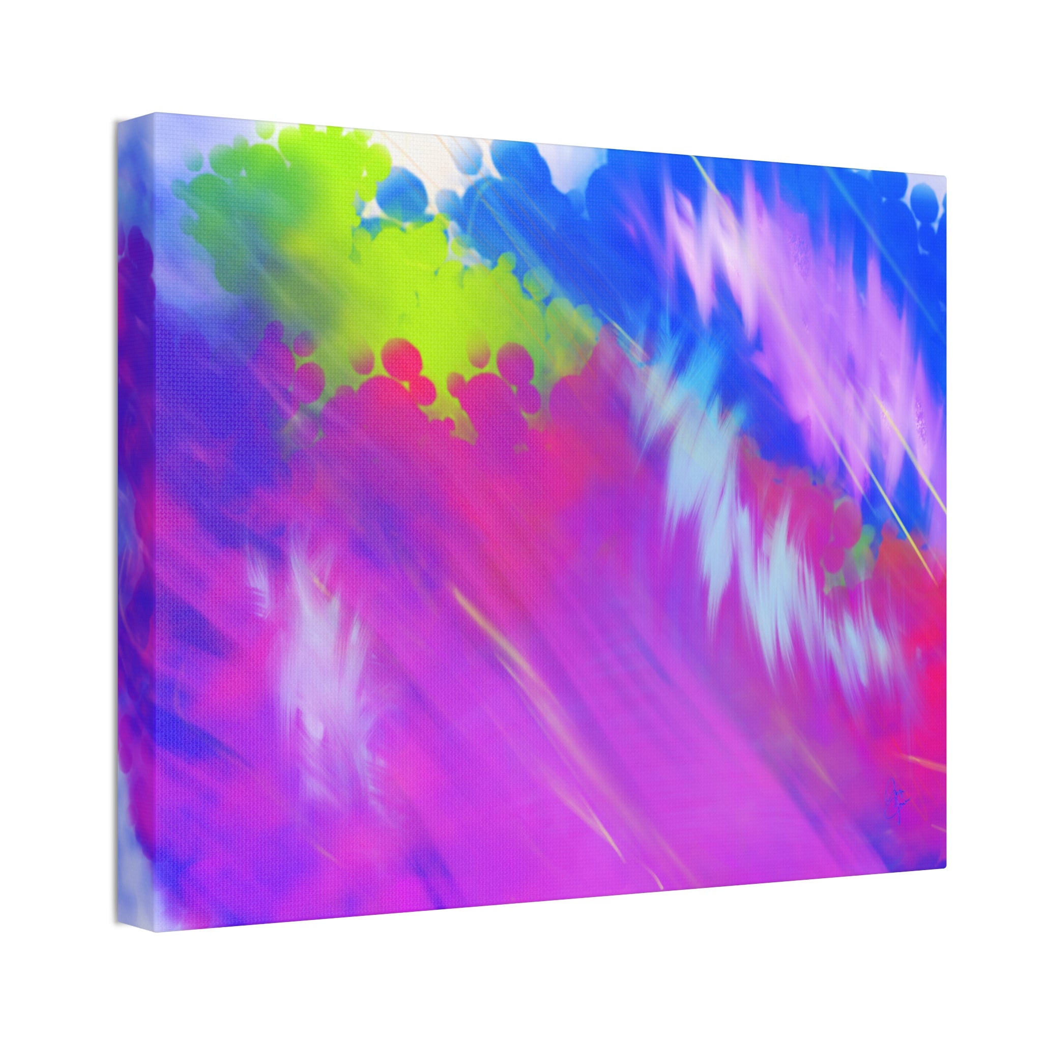 Abstract Neon Tie-Dye Canvas Print — Vibrant Rainbow Wall Art (Stretched 1.5")