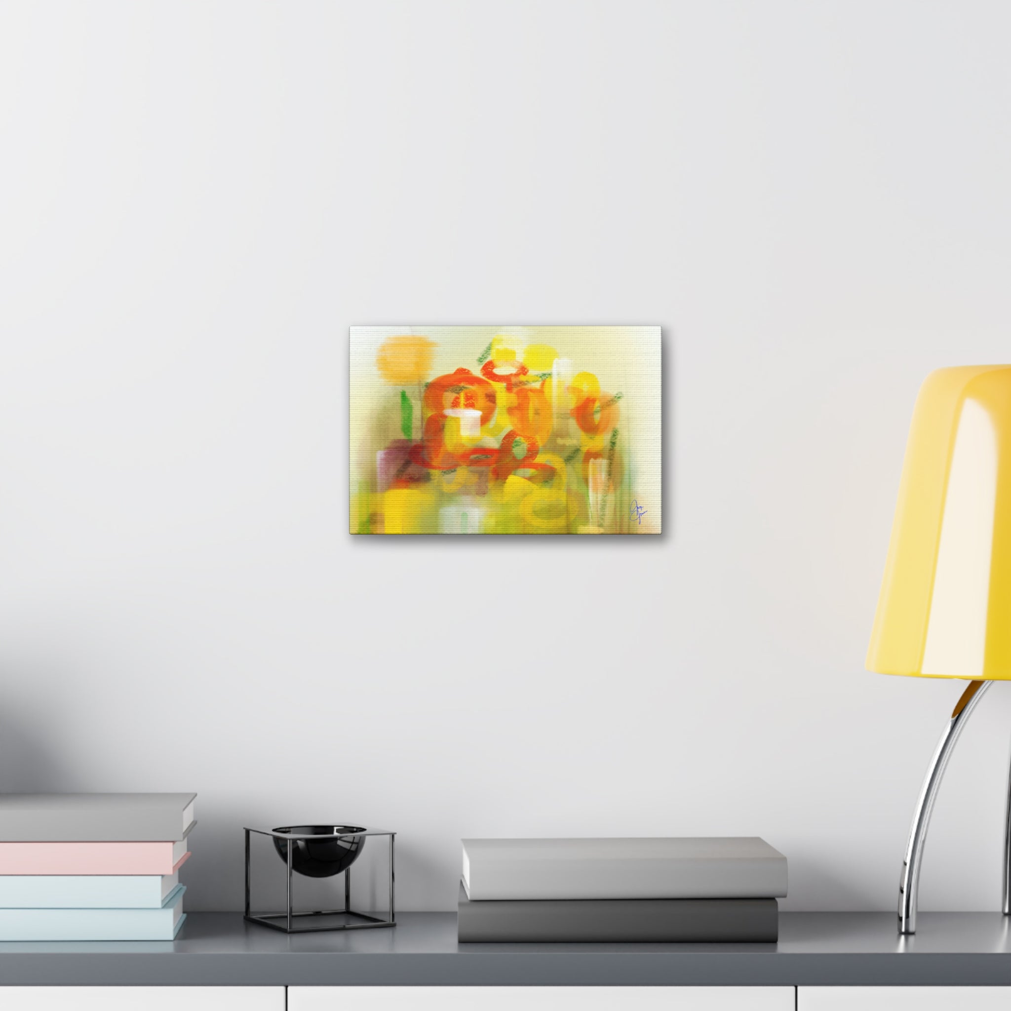Abstract Floral Canvas Print – Yellow & Orange Stretched Wall Art (1.5" Depth)