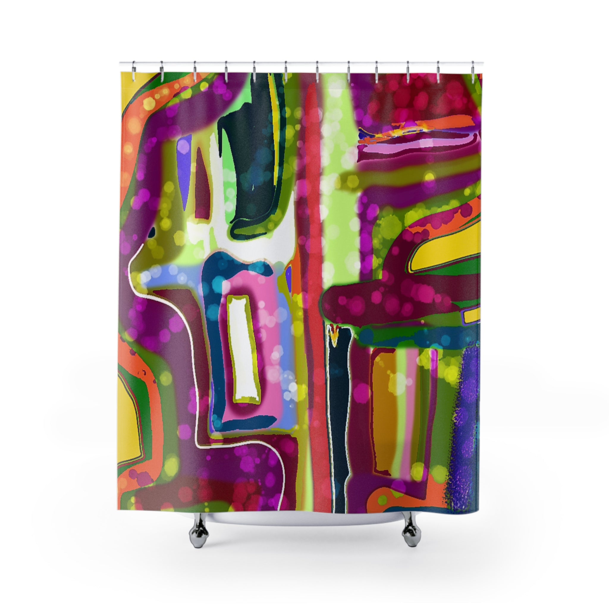 Abstract Neon Graffiti Shower Curtain