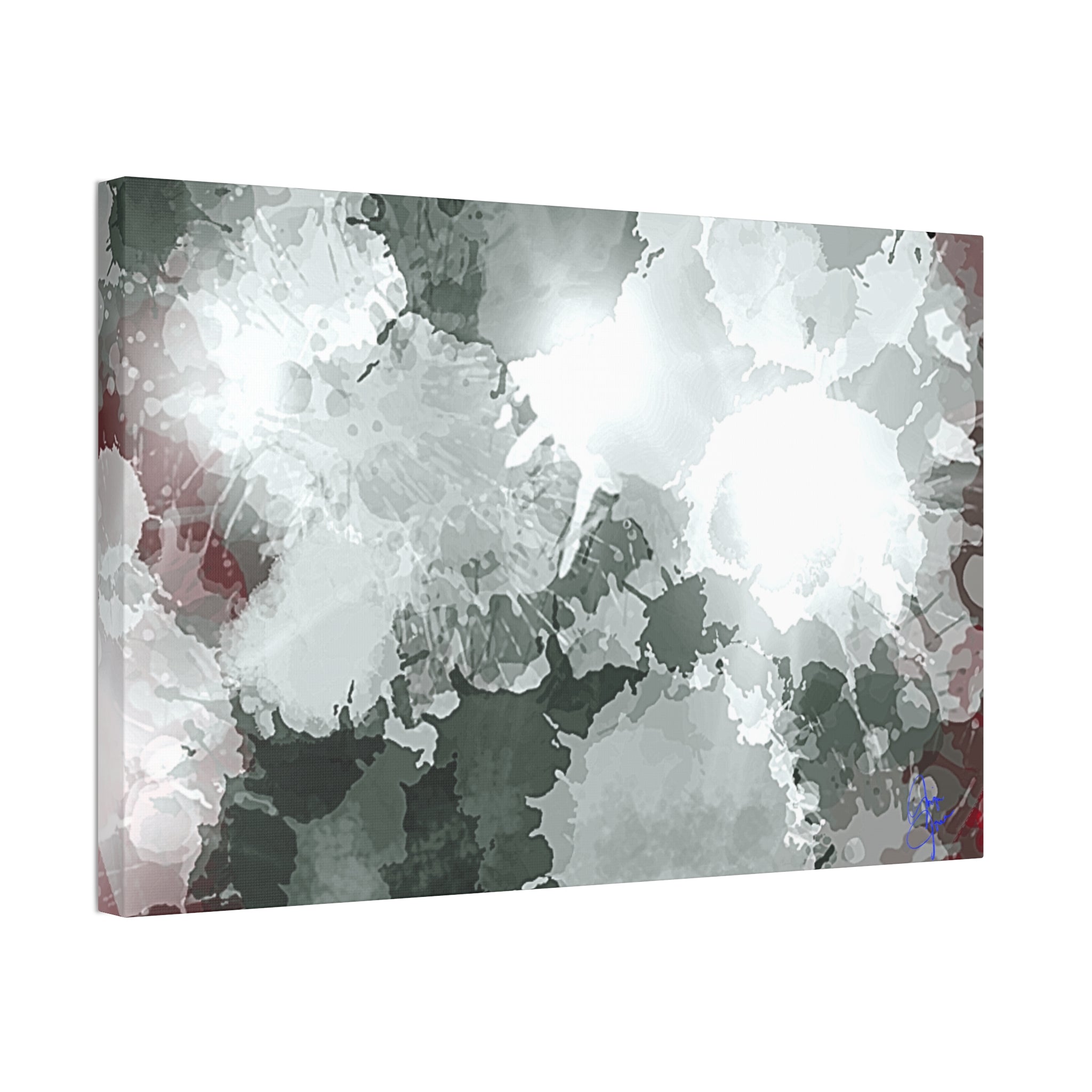 Abstract Gray Ink Splash Canvas