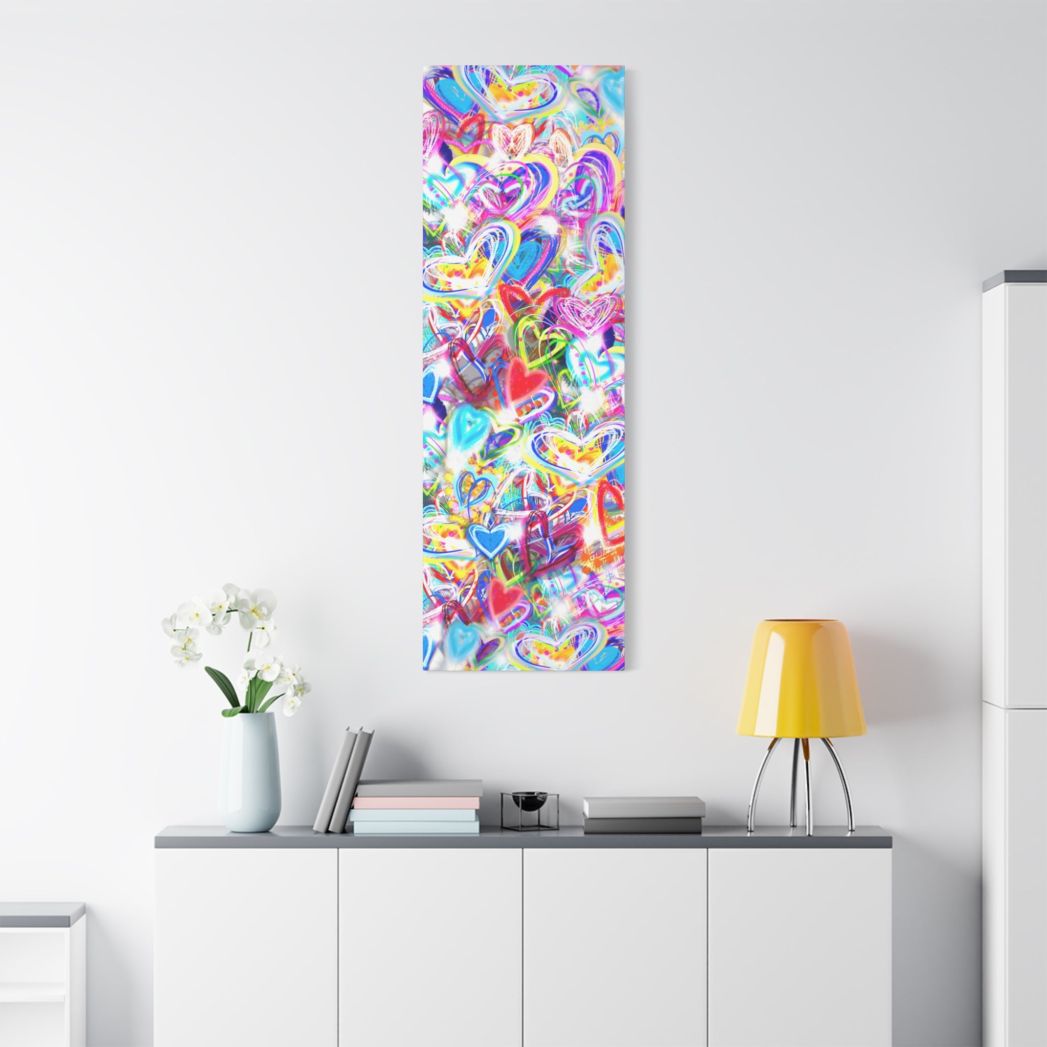 Colorful Heart Graffiti Matte Canvas