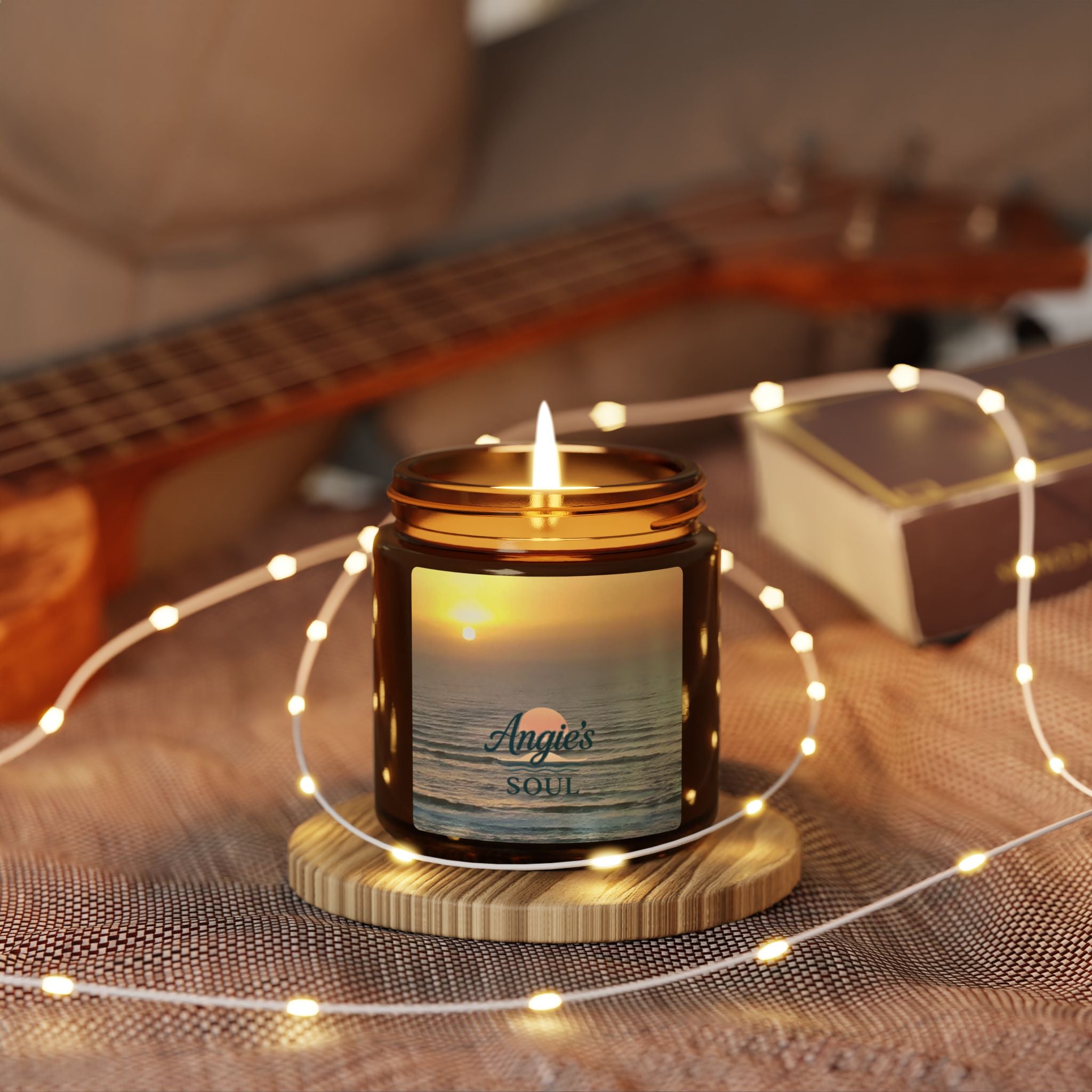 Amber Jar Soy Candle — 'Angie's Soul' Ocean Sunset Scented Candle (Multi-Size)
