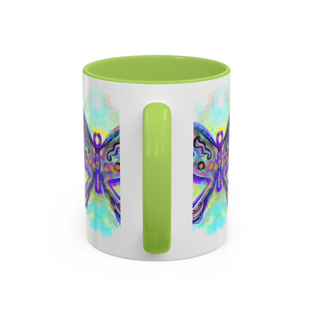 Butterfly Accent Coffee Mug — Colorful Watercolor Butterfly Design (11/15oz)