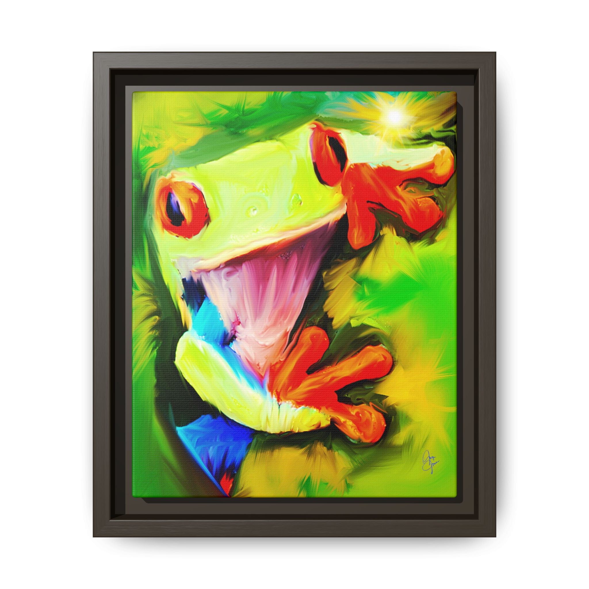 Colorful Tree Frog Matte Canvas Print — Framed Tropical Wall Art