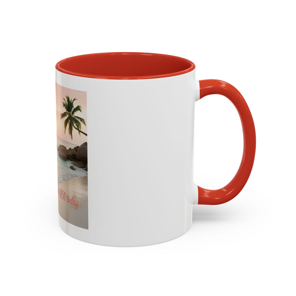 Tropical Beach Coffee Mug — Sunset Palm Ocean Accent Mug (11/15 oz)