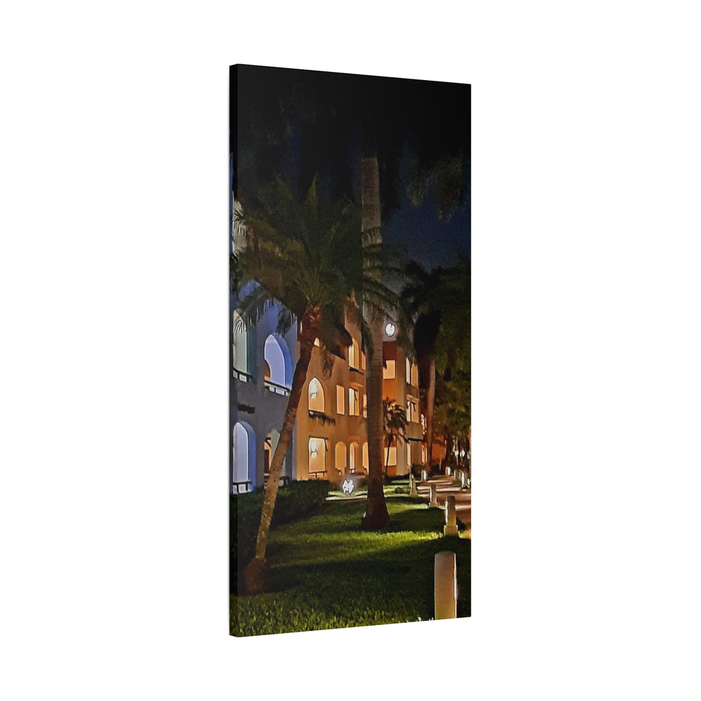 Tropical Night Hotel Matte Canvas Wall Art