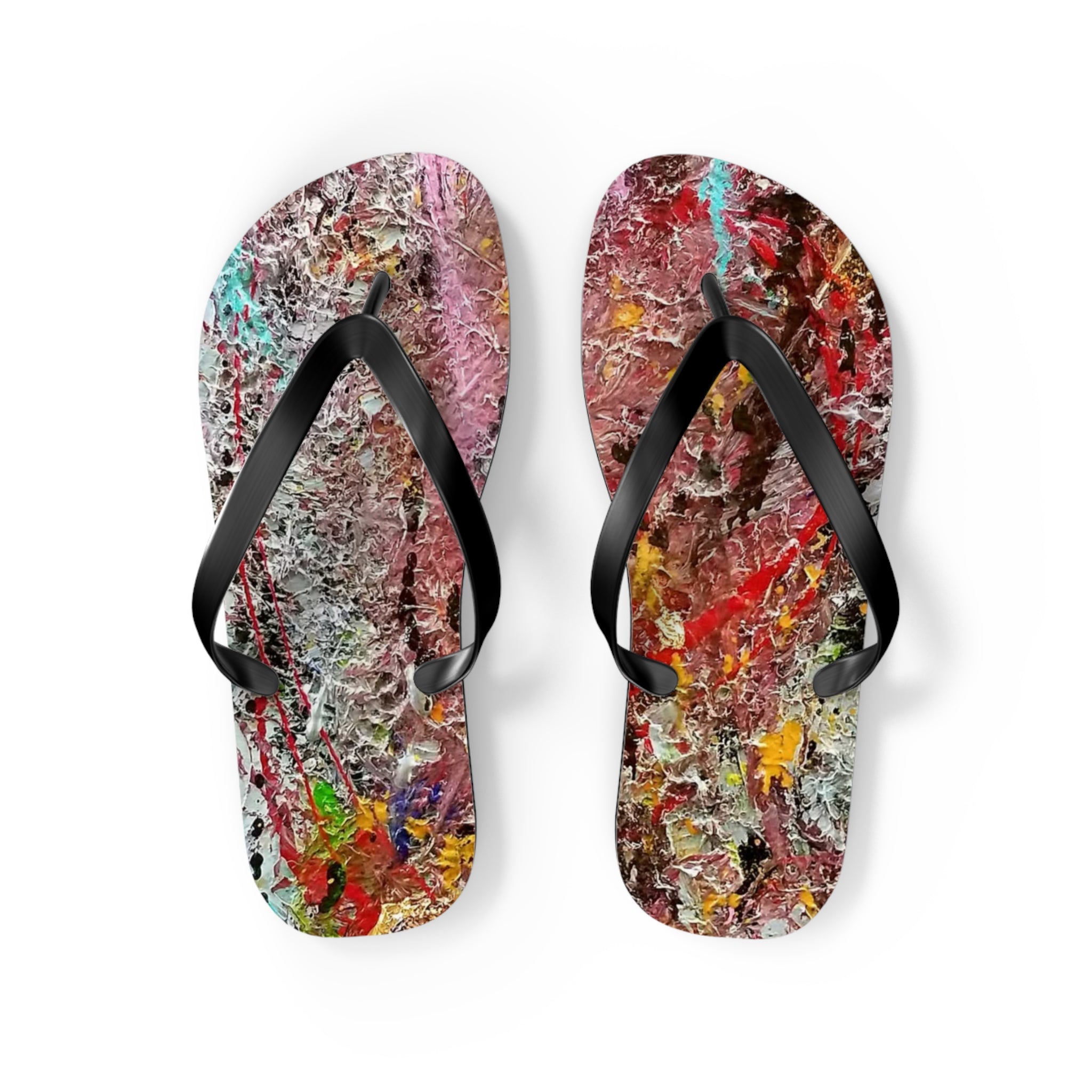 Artistic Abstract Flip Flops — Colorful Graffiti Texture Sandals