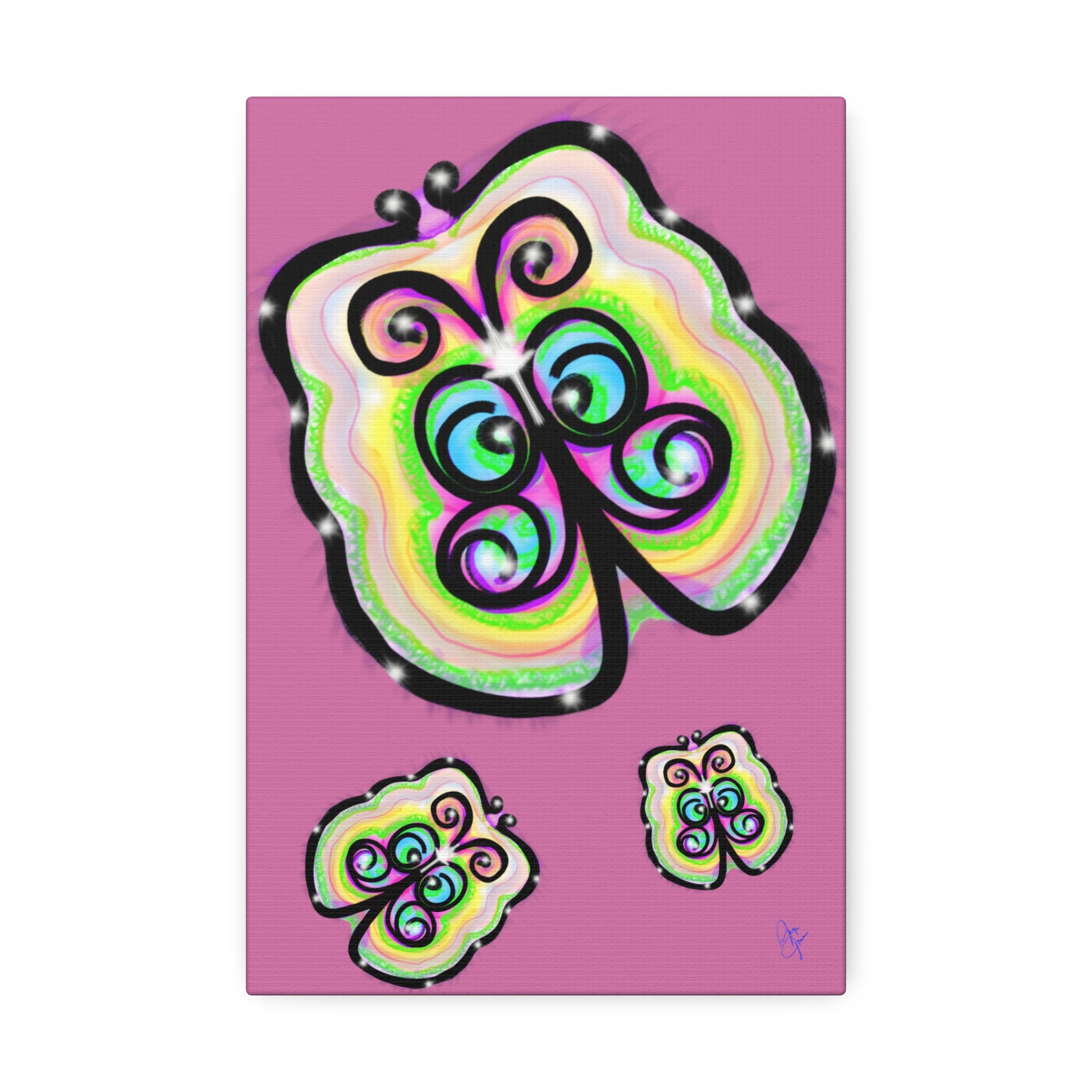 Abstract Rainbow Butterfly Canvas Print — Colorful Pop Art Wall Decor (Stretched 1.5")