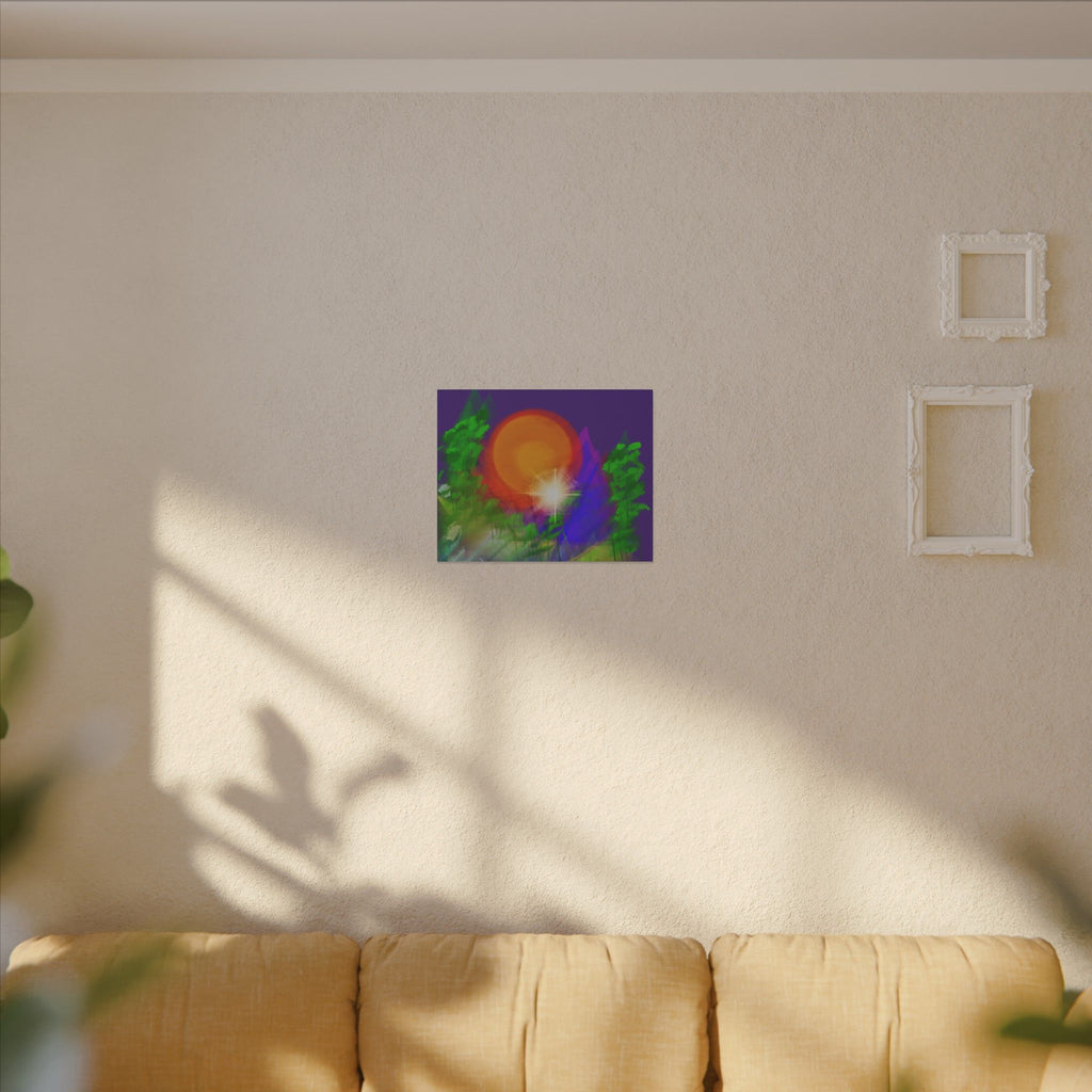 Sunburst Forest Matte Canvas Wall Art — Abstract Nature Landscape