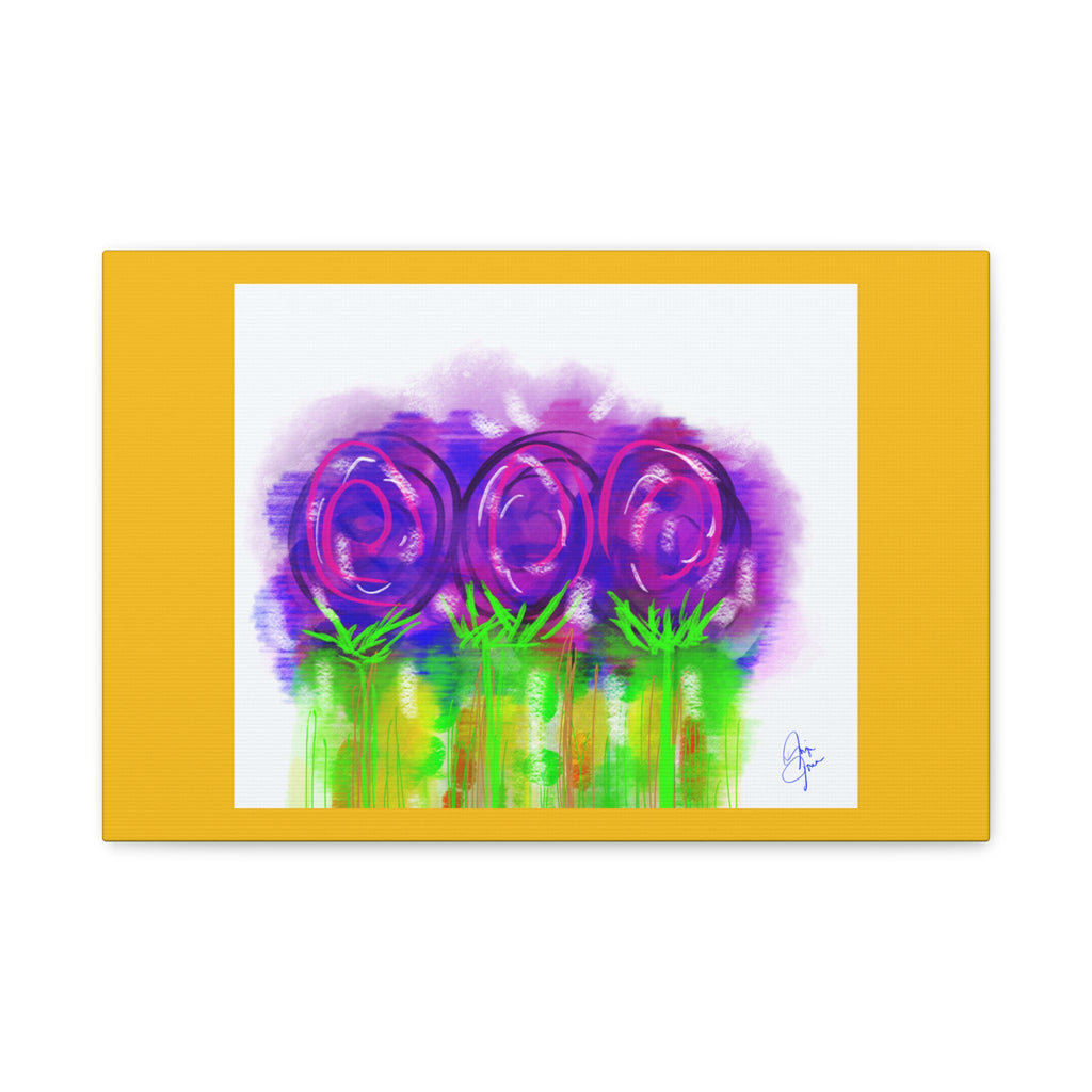 Abstract Purple Flowers Matte Canvas Wall Art — Vibrant Floral Painting on Stretched Canvas