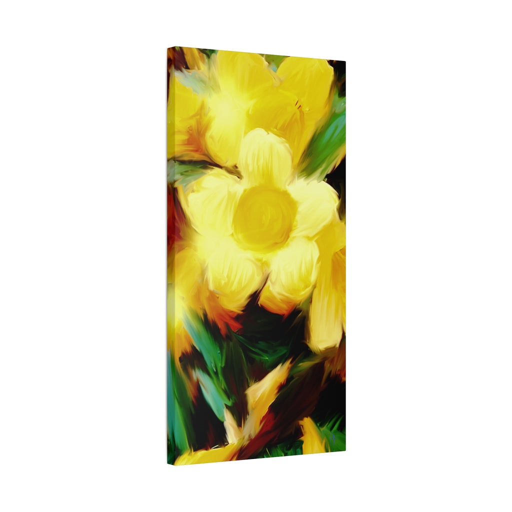 Yellow Floral Canvas Wall Art – Bright Sunflower-Style Painting, Matte Stretched Print