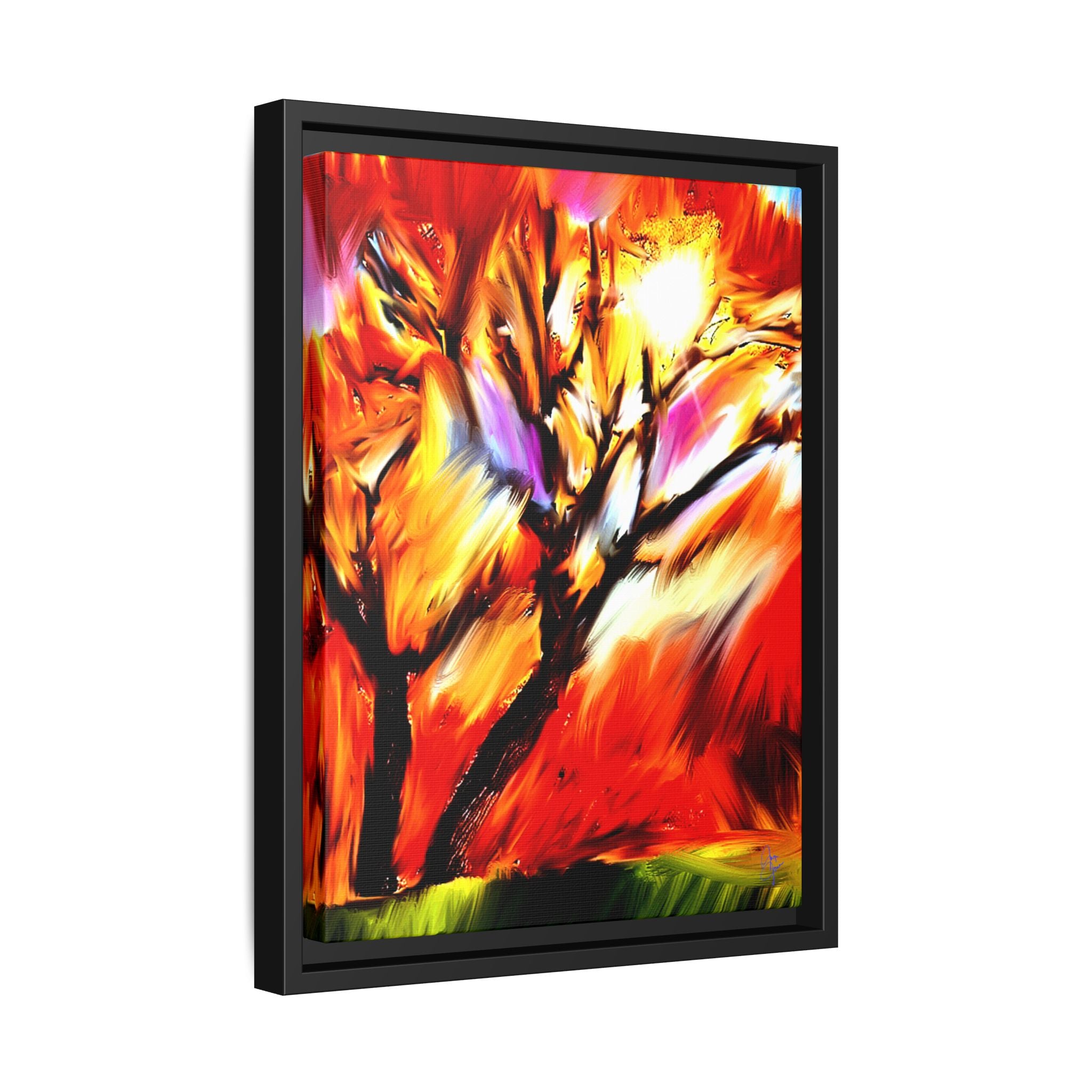 Framed Matte Canvas Print — Vibrant Tree Landscape