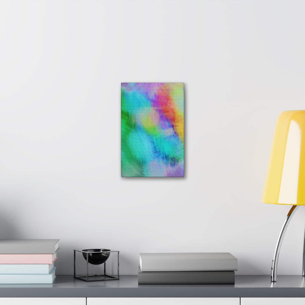 Abstract Pastel Watercolor Canvas Wall Art – Vibrant Rainbow Clouds Stretched Canvas