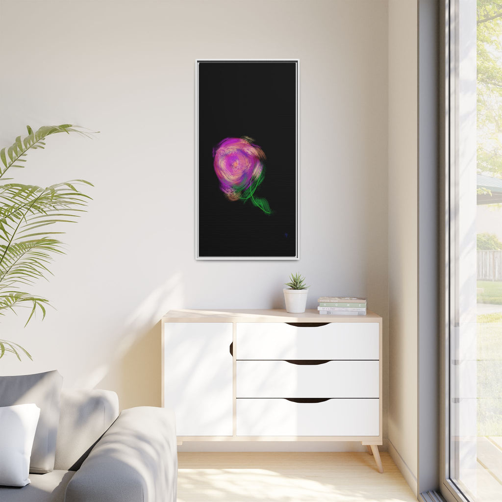 Abstract Rose Swirl Matte Framed Canvas — Multicolor Floral Wall Art