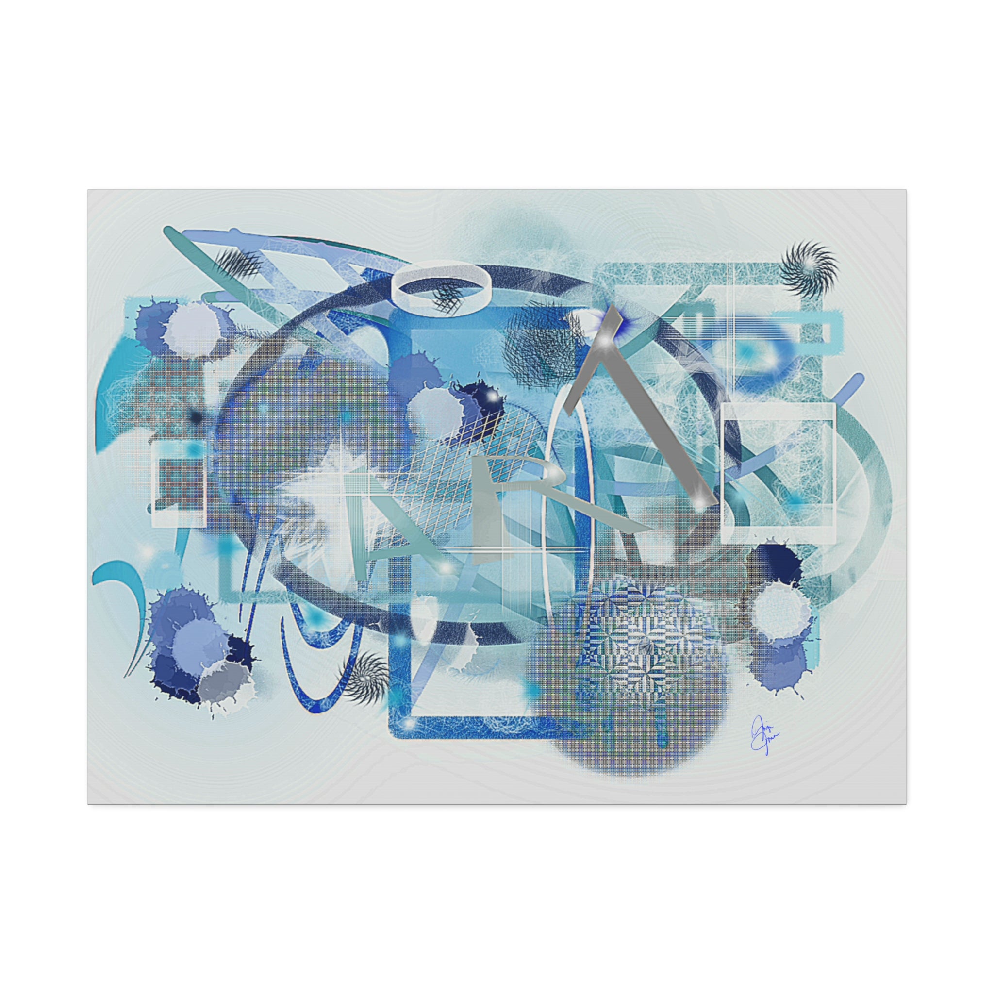 Abstract Blue Ocean Canvas Print – Modern Geometric Wall Art (Stretched 1.5")