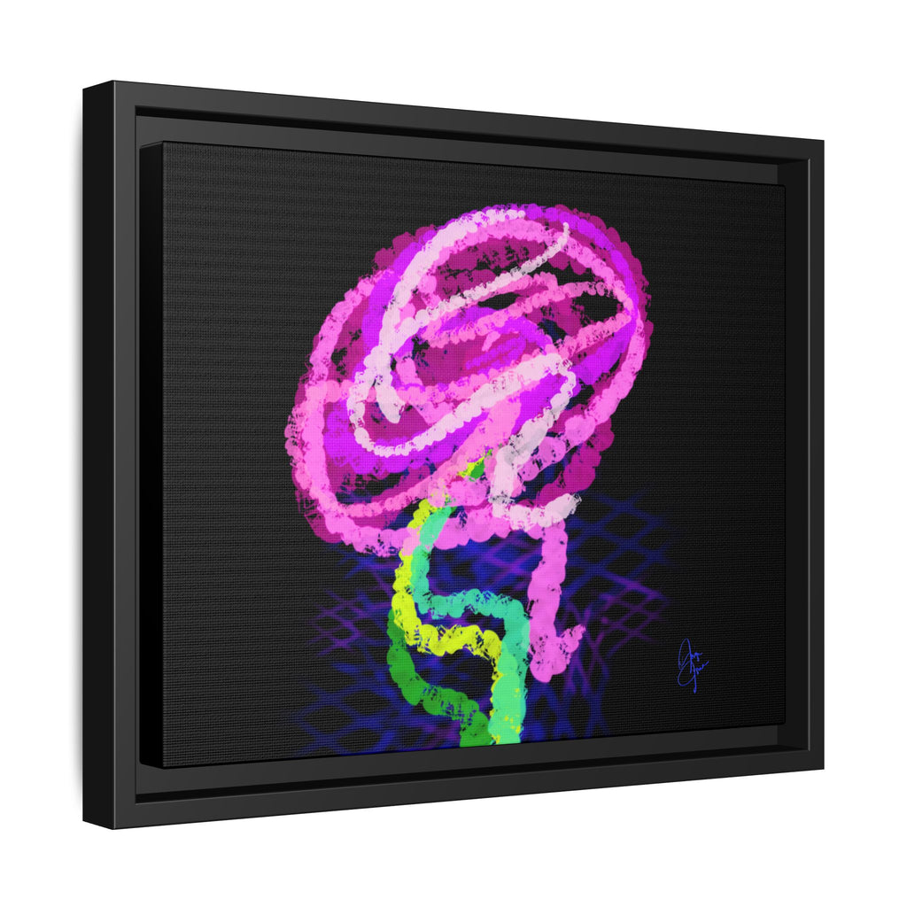 Framed Matte Canvas - Neon Rose Abstract Wall Art