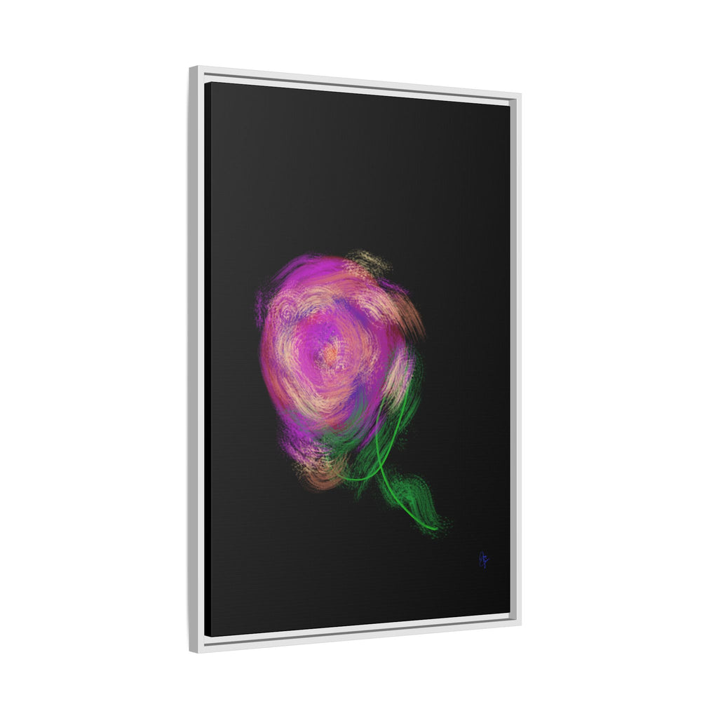 Abstract Rose Swirl Matte Framed Canvas — Multicolor Floral Wall Art