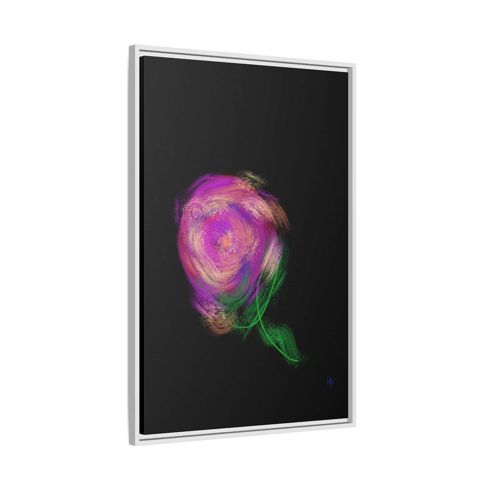 Abstract Rose Swirl Matte Framed Canvas — Multicolor Floral Wall Art