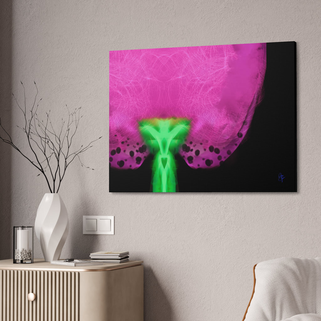 Neon Bloom Abstract Canvas Print — Pink & Green Modern Wall Art