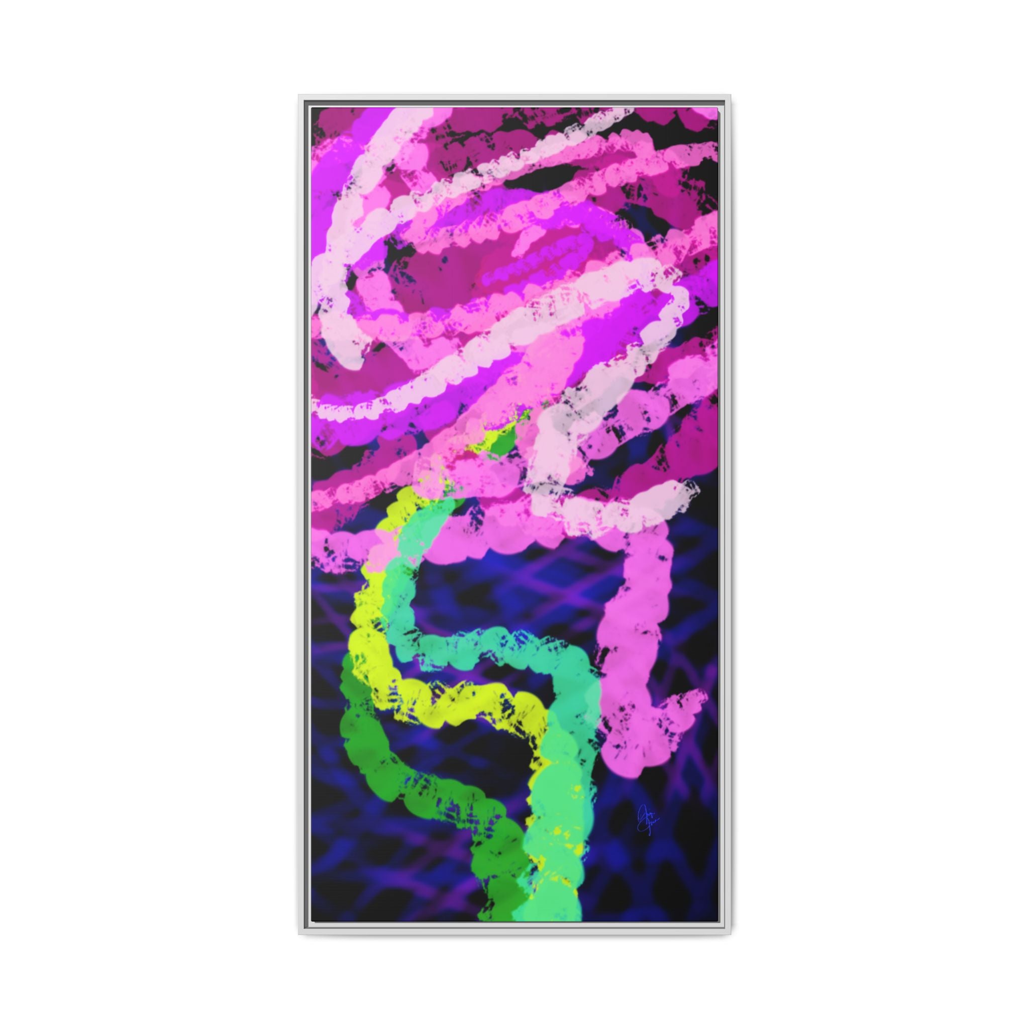 Framed Matte Canvas - Neon Rose Abstract Wall Art