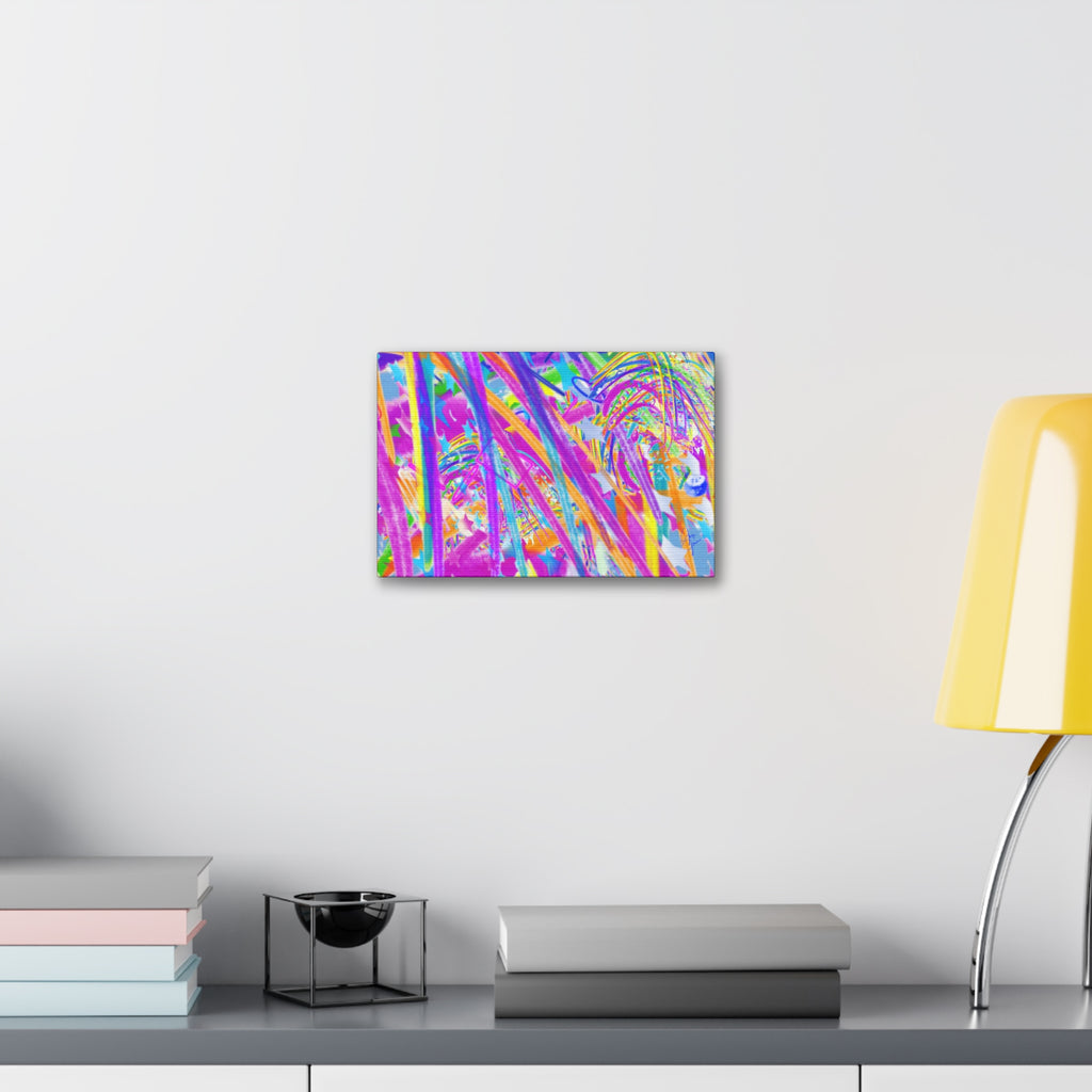 Vibrant Tropical Palm Abstract Canvas – Colorful 1.5" Stretched Wall Art
