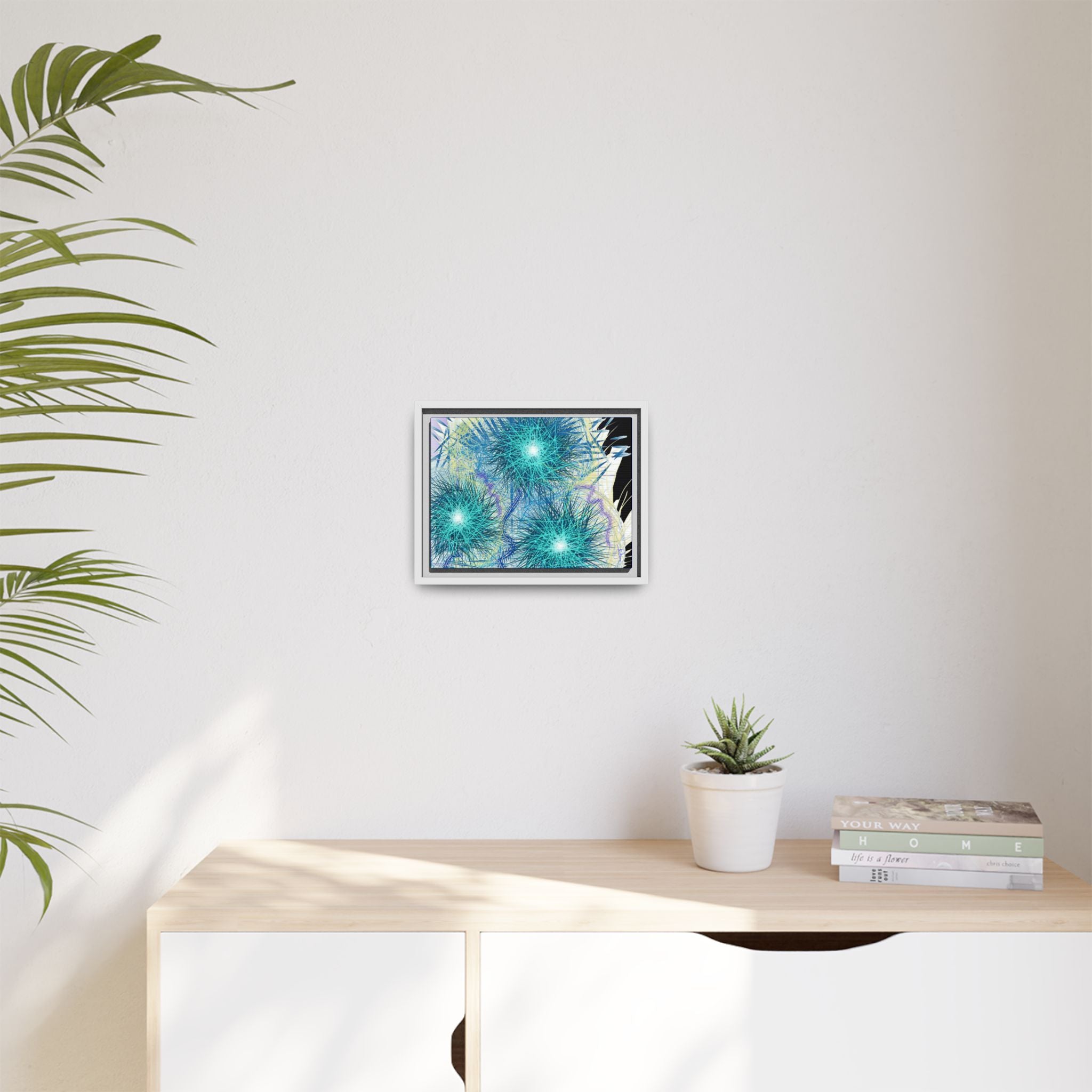 Dandelion Abstract Print Matte Canvas Framed Wall Art