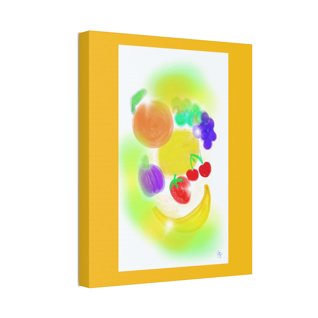 Colorful Fruit Still Life Canvas — Bright Kitchen Wall Art, Stretched 1.5"