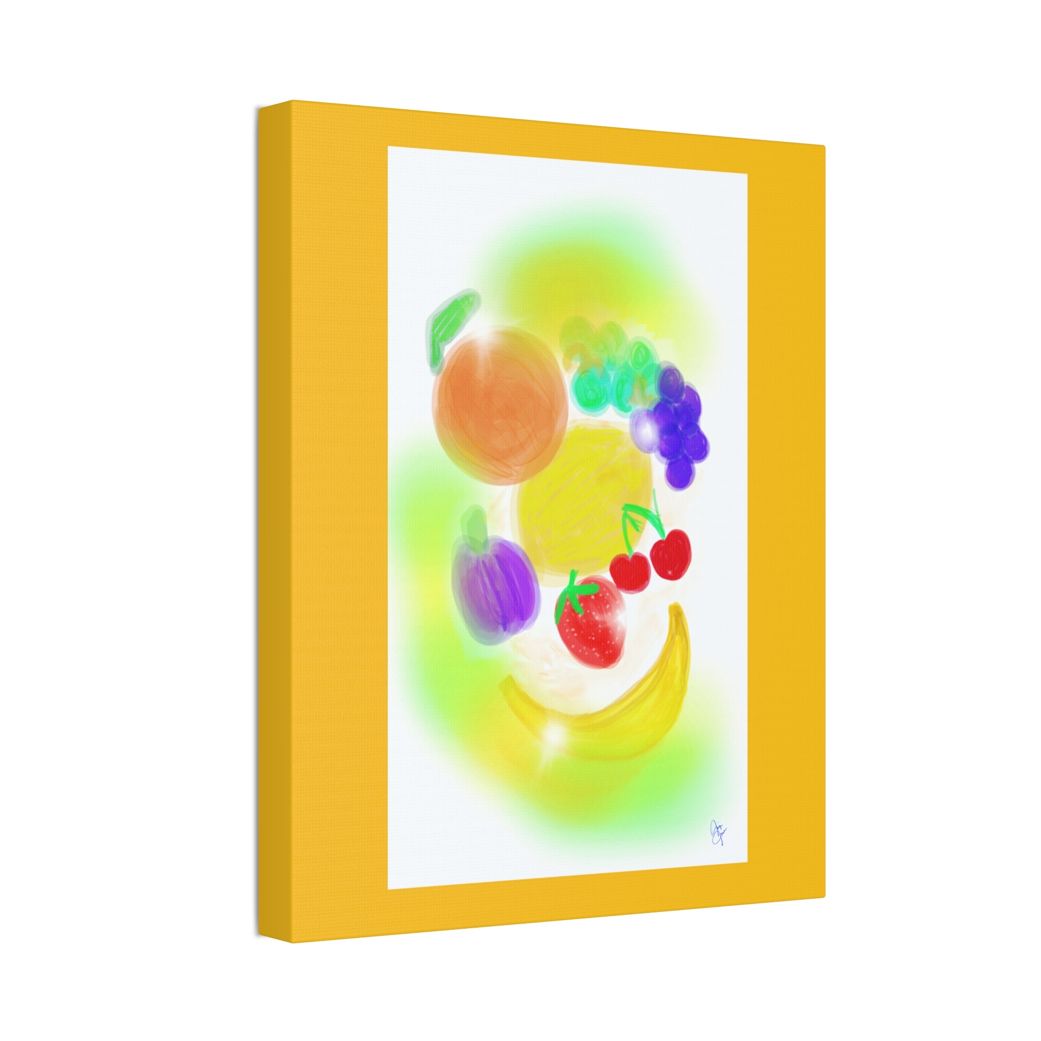 Colorful Fruit Still Life Canvas — Bright Kitchen Wall Art, Stretched 1.5"