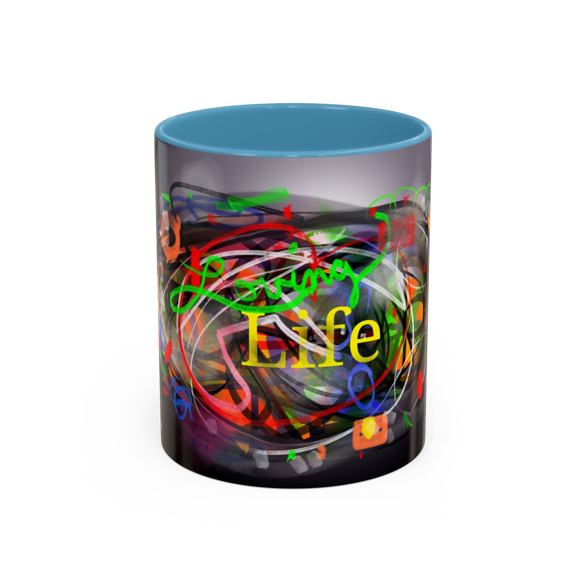Abstract 'Live Your Life' Accent Coffee Mug — Colorful Artistic Ceramic Mug (11/15oz)