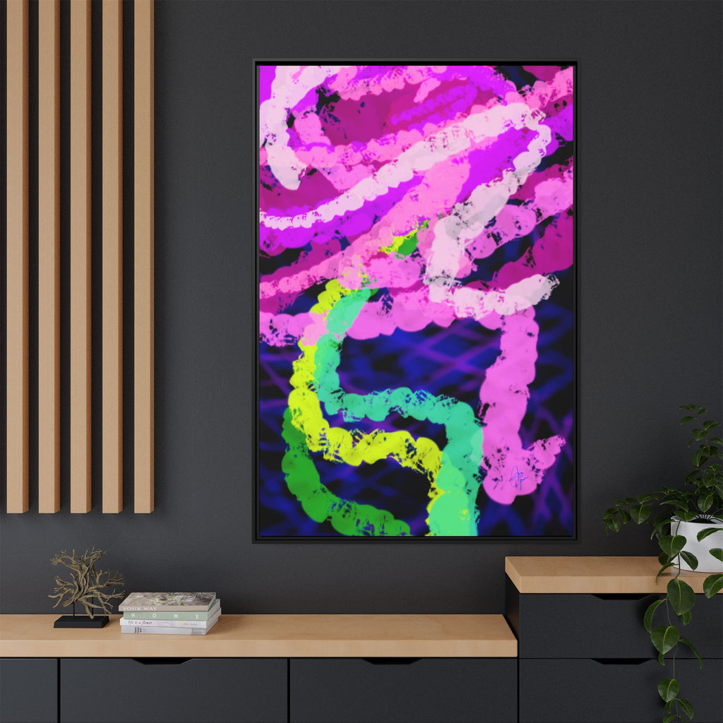 Framed Matte Canvas - Neon Rose Abstract Wall Art
