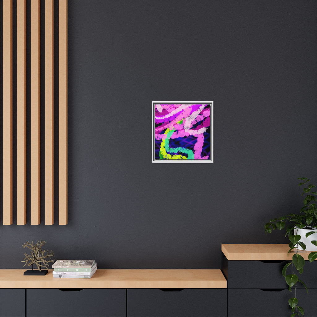 Framed Matte Canvas - Neon Rose Abstract Wall Art