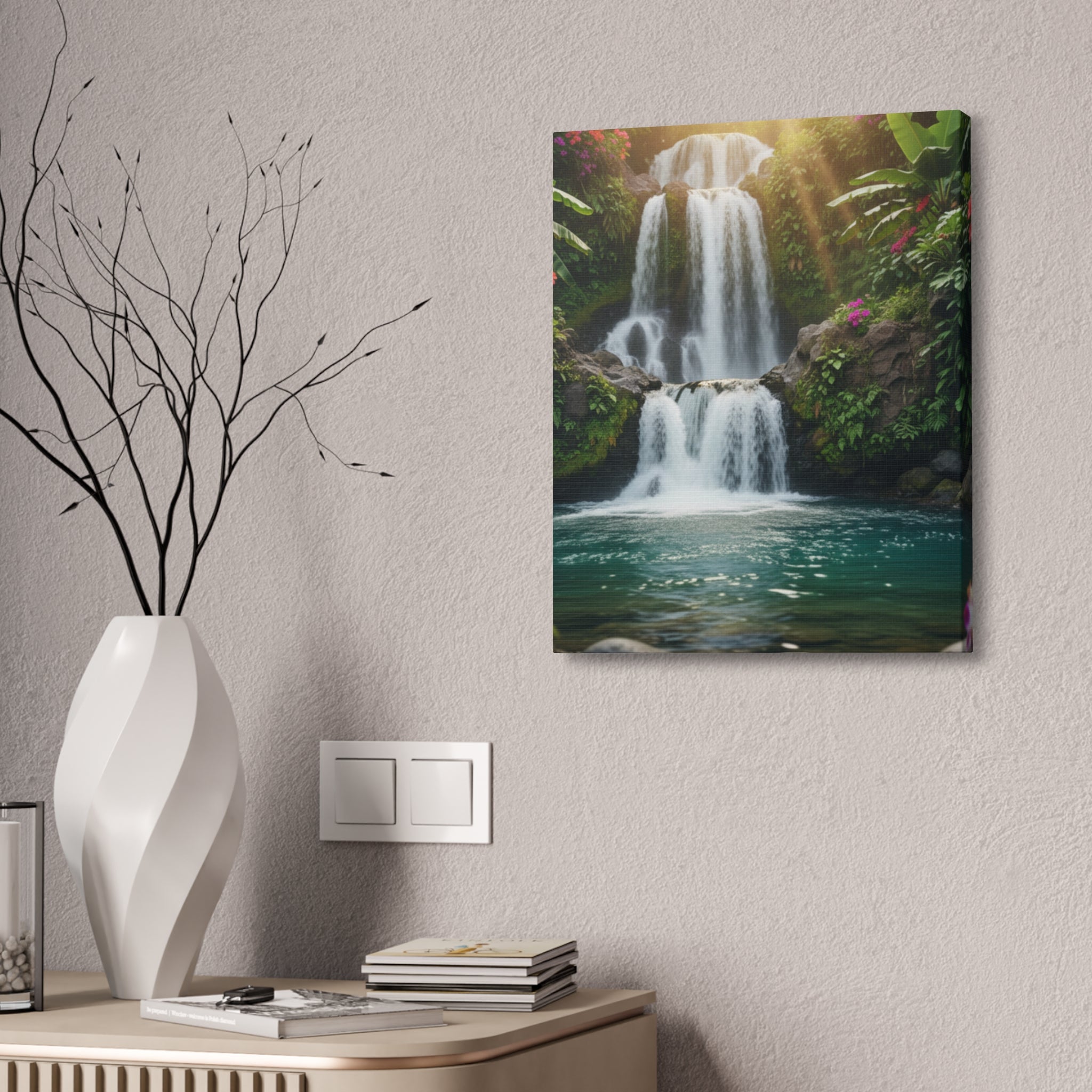 Waterfall Canvas Wall Art – Stretched 1.5" Nature Print