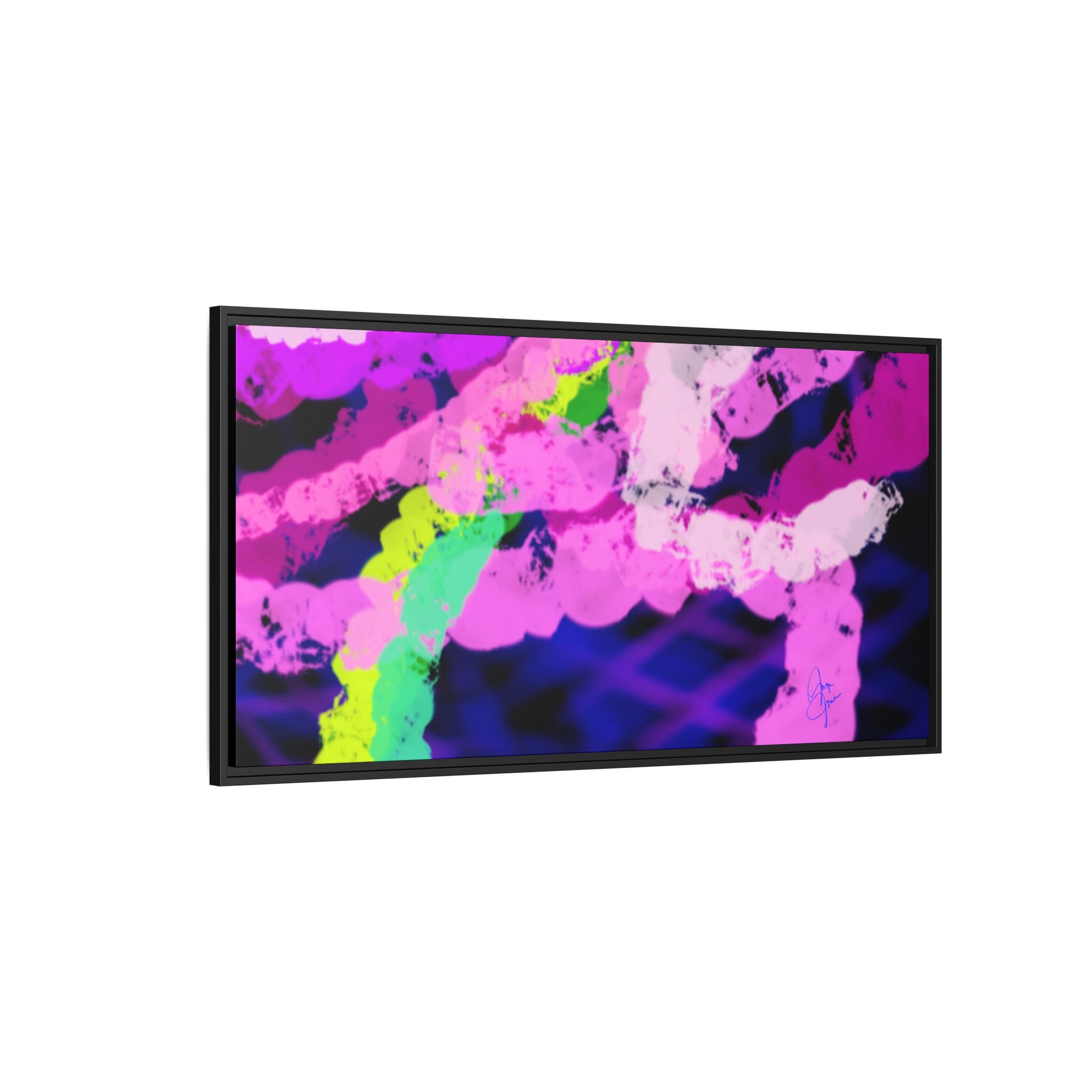 Framed Matte Canvas - Neon Rose Abstract Wall Art