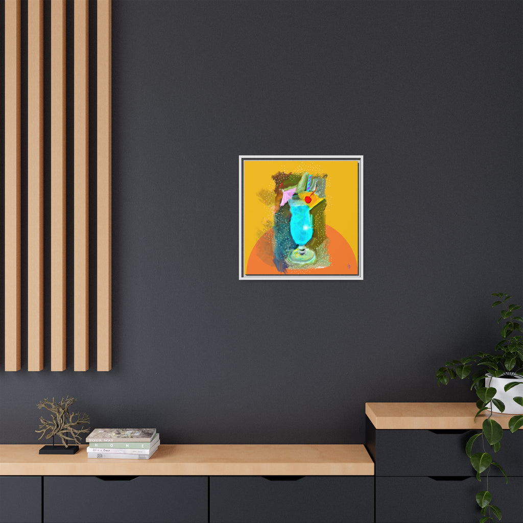 Tropical Blue Cocktail Canvas Print — Framed Matte Bar Art