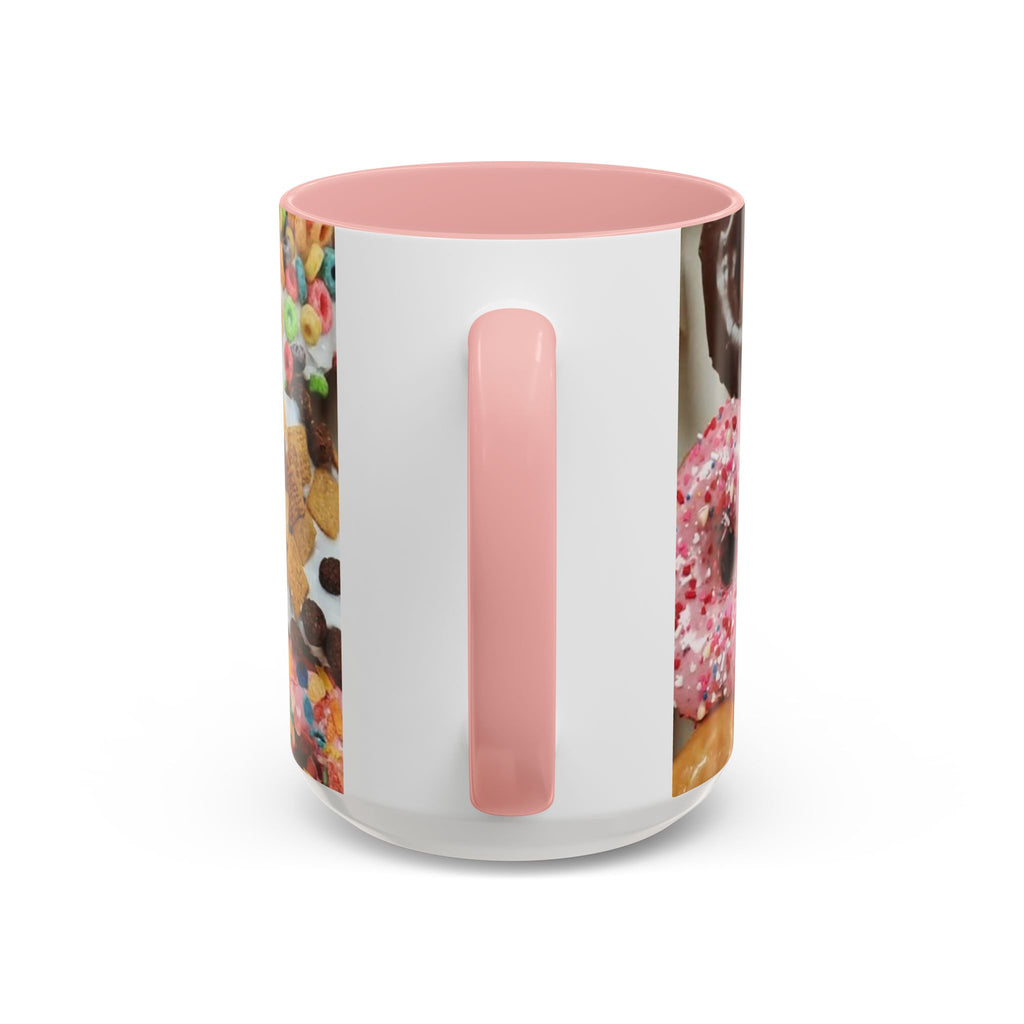 Donut Lover Accent Coffee Mug — Color Inside Rim & Handle, Photo-Print Assorted Donuts (11/15oz)