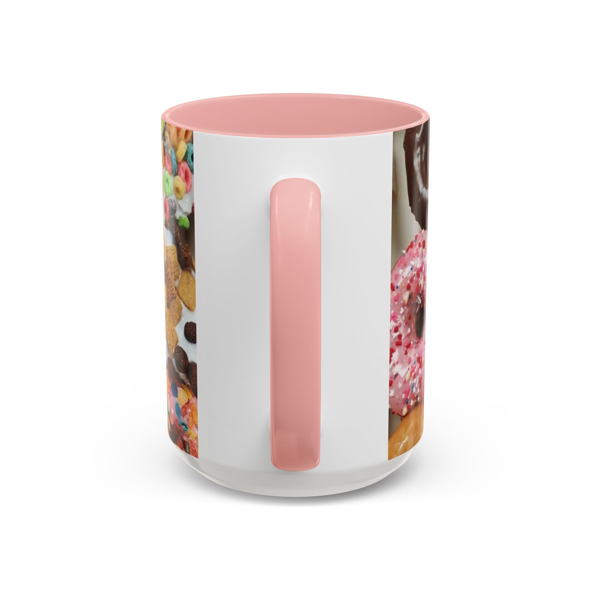 Donut Lover Accent Coffee Mug — Color Inside Rim & Handle, Photo-Print Assorted Donuts (11/15oz)