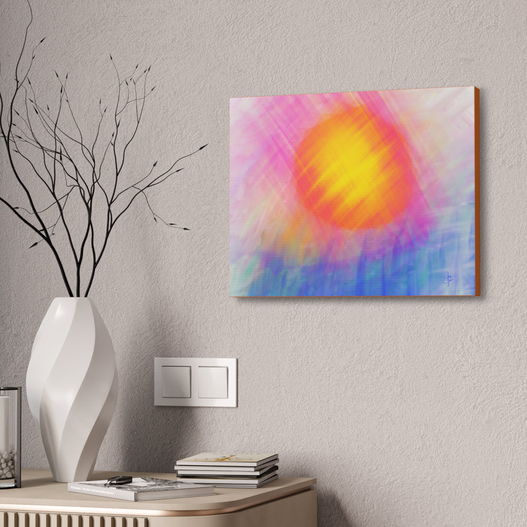 Abstract Sunrise Canvas Art - Vibrant Pink & Orange Sun Stretched Canvas