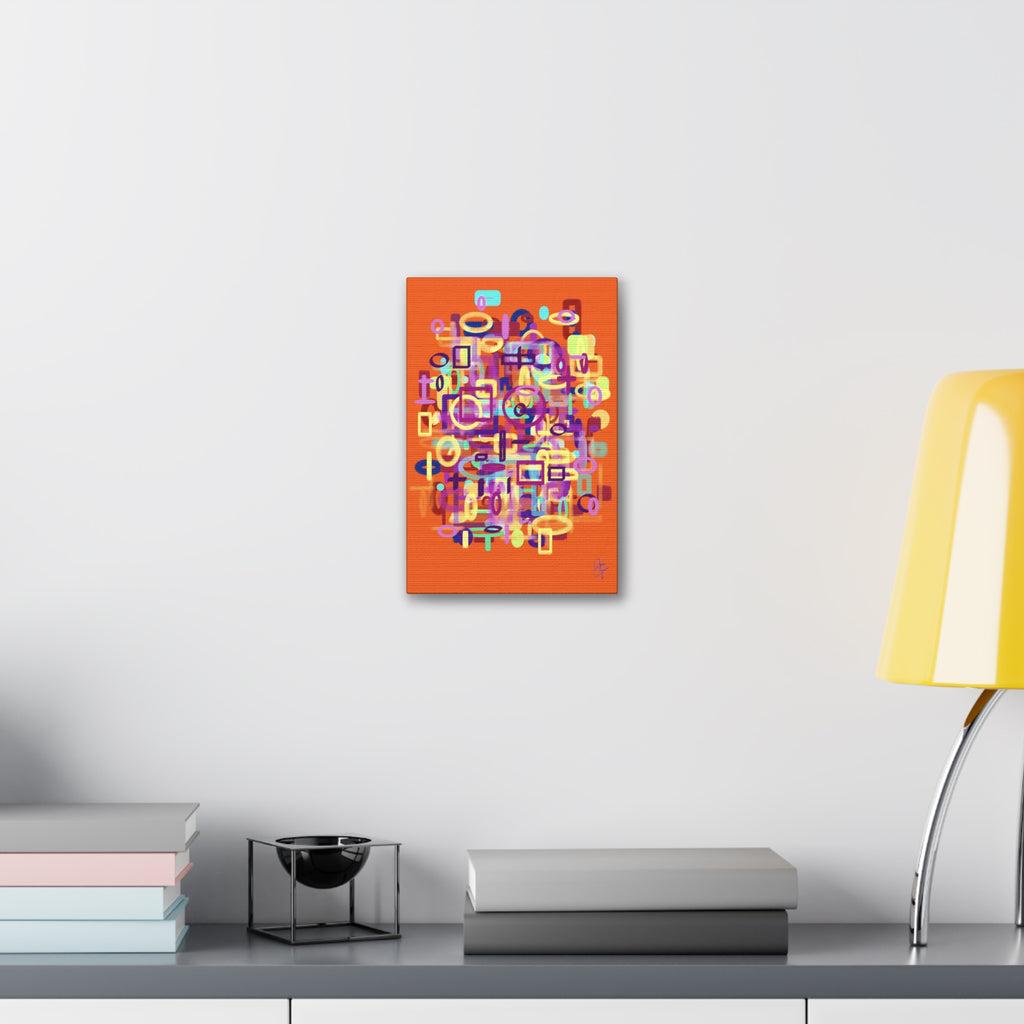 Abstract Neon Shapes Canvas Print — Colorful Geometric Wall Art on Black