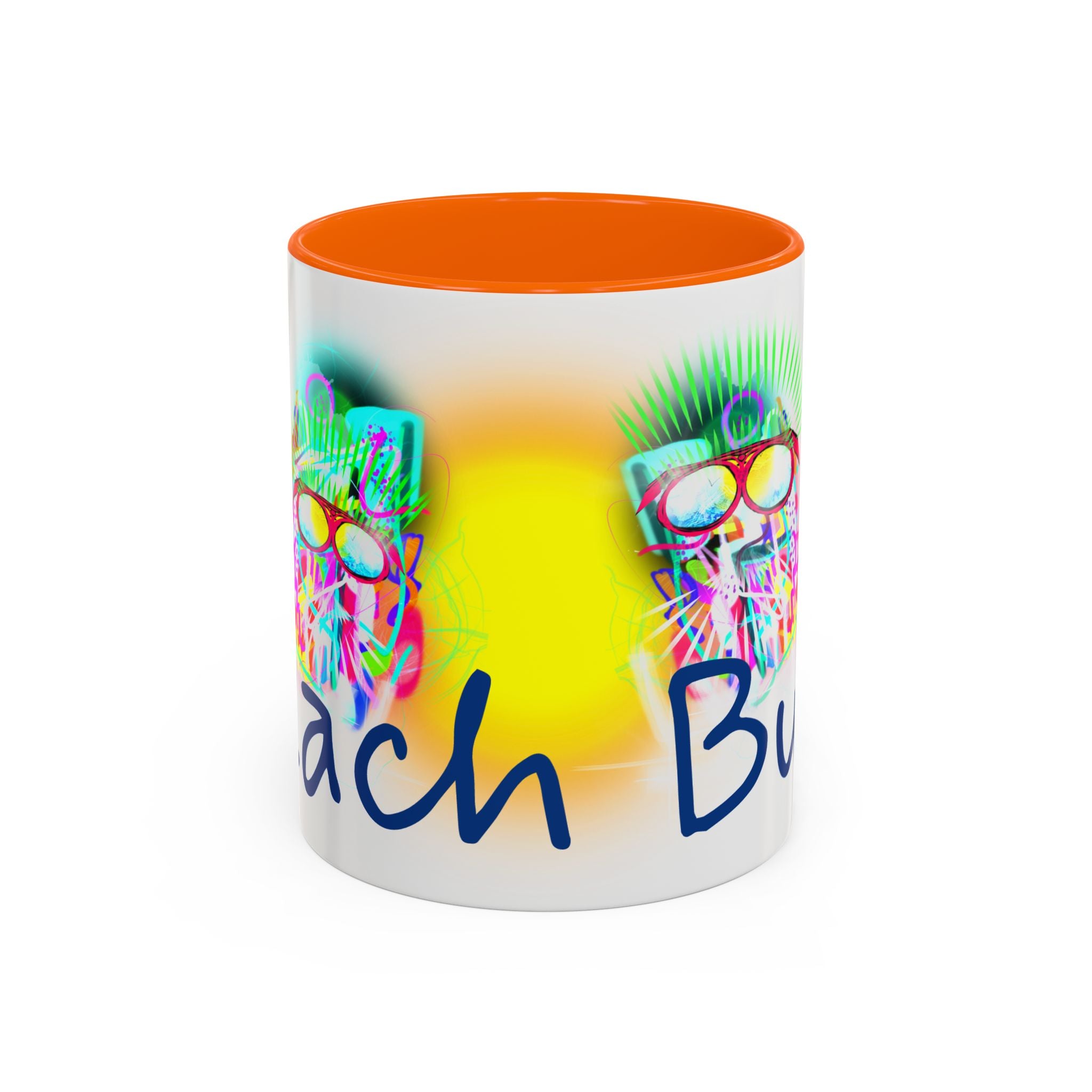 Beach Bum Coffee Mug — Colorful Retro Skull Design (11/15oz)