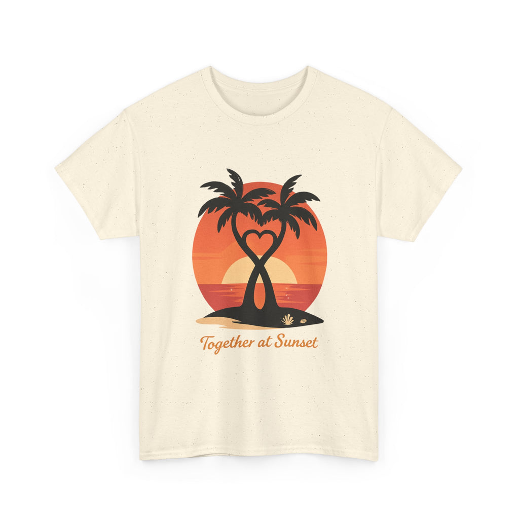 Sunset Palm Love T‑Shirt — “Together at Sunset” Beach Tee