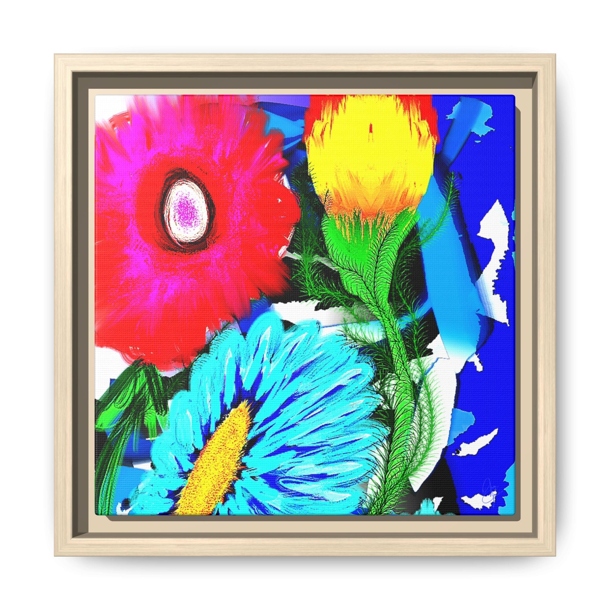 Vibrant Pop Floral Matte Canvas Framed Wall Art