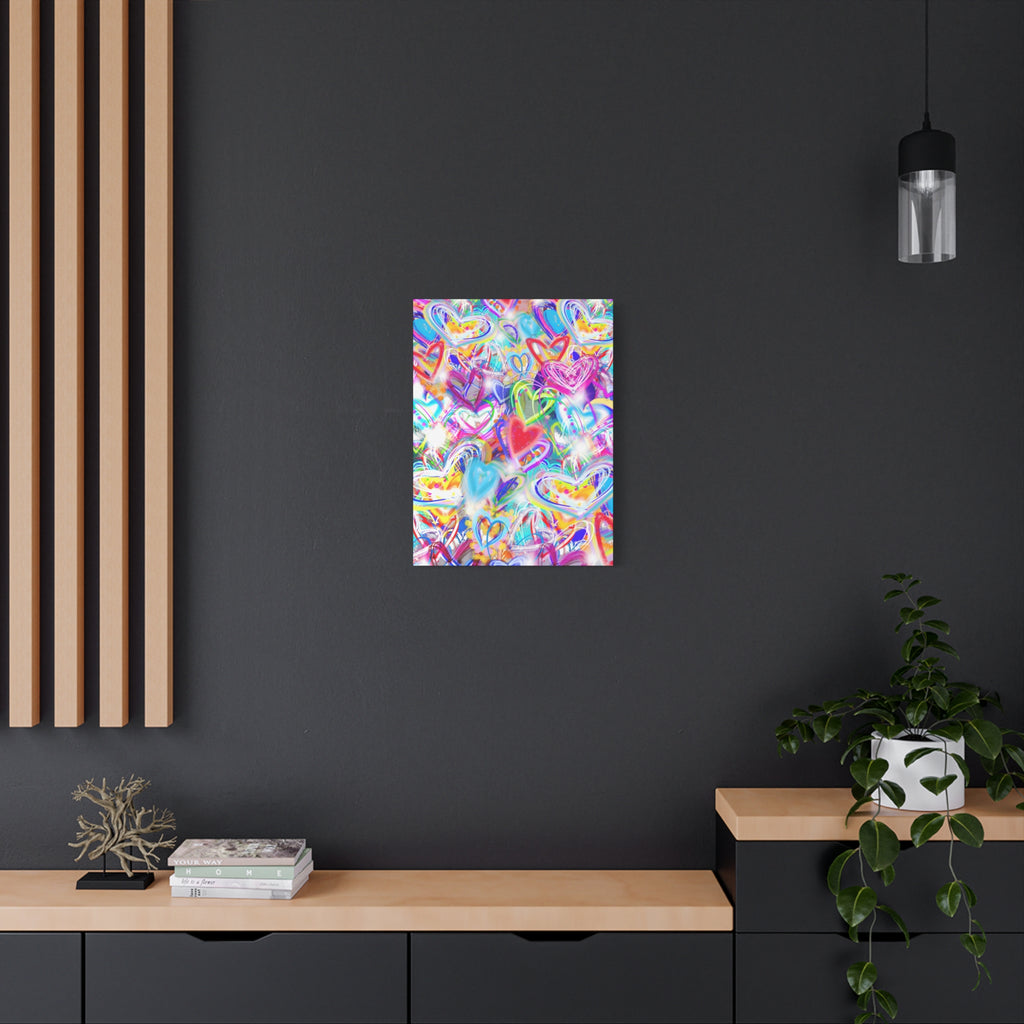 Colorful Heart Graffiti Matte Canvas