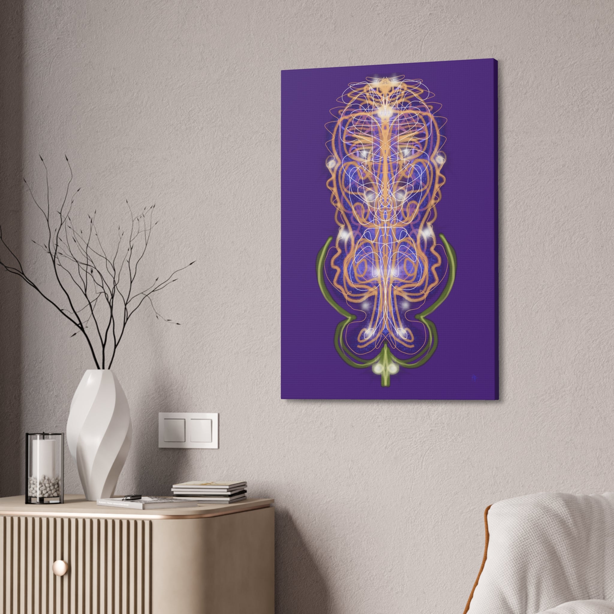 Mystic Symmetry Canvas — Abstract Spiritual Wall Art on Teal