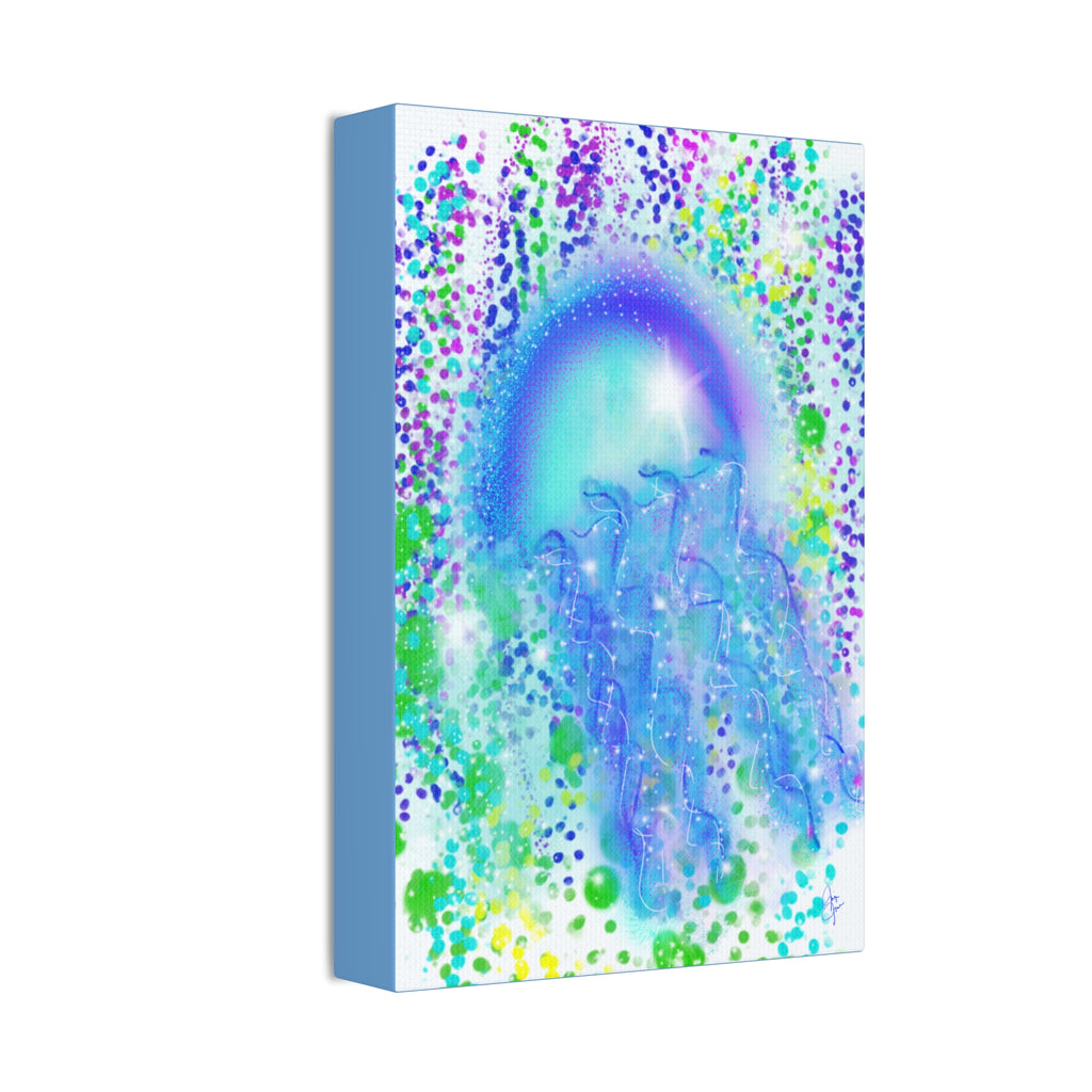 Blue Jellyfish Canvas Wall Art – Stretched 1.5" Ocean Abstract Print