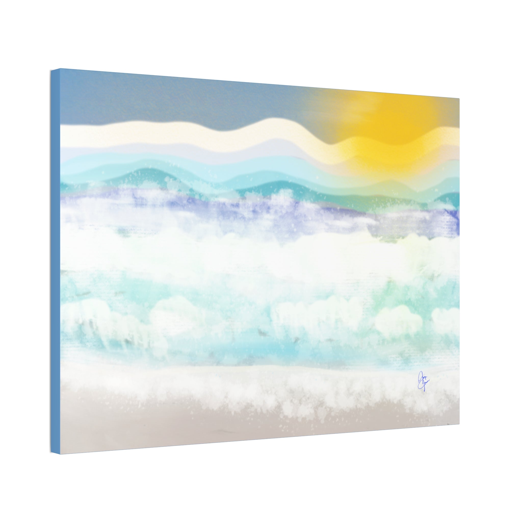 Serene Coastal Watercolor Canvas Print — Stretched 1.5"
