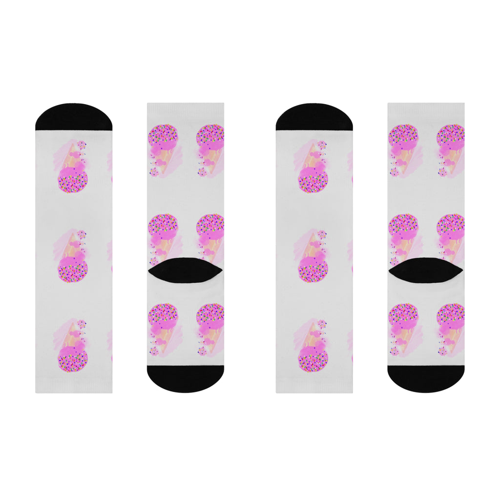 Ice Cream Crew Socks — Pink Sprinkle Cone Cushioned Socks for Women & Kids