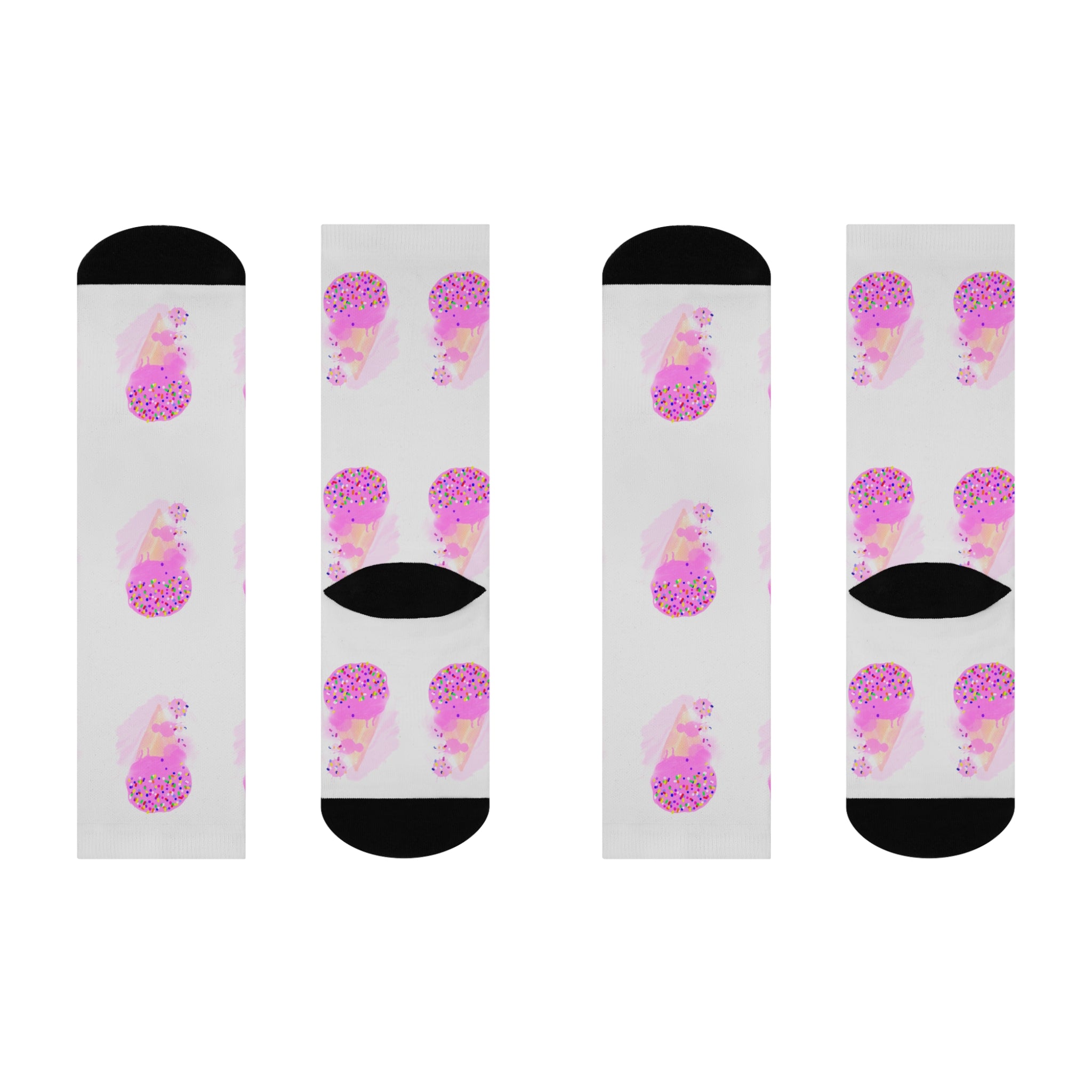 Ice Cream Crew Socks — Pink Sprinkle Cone Cushioned Socks for Women & Kids