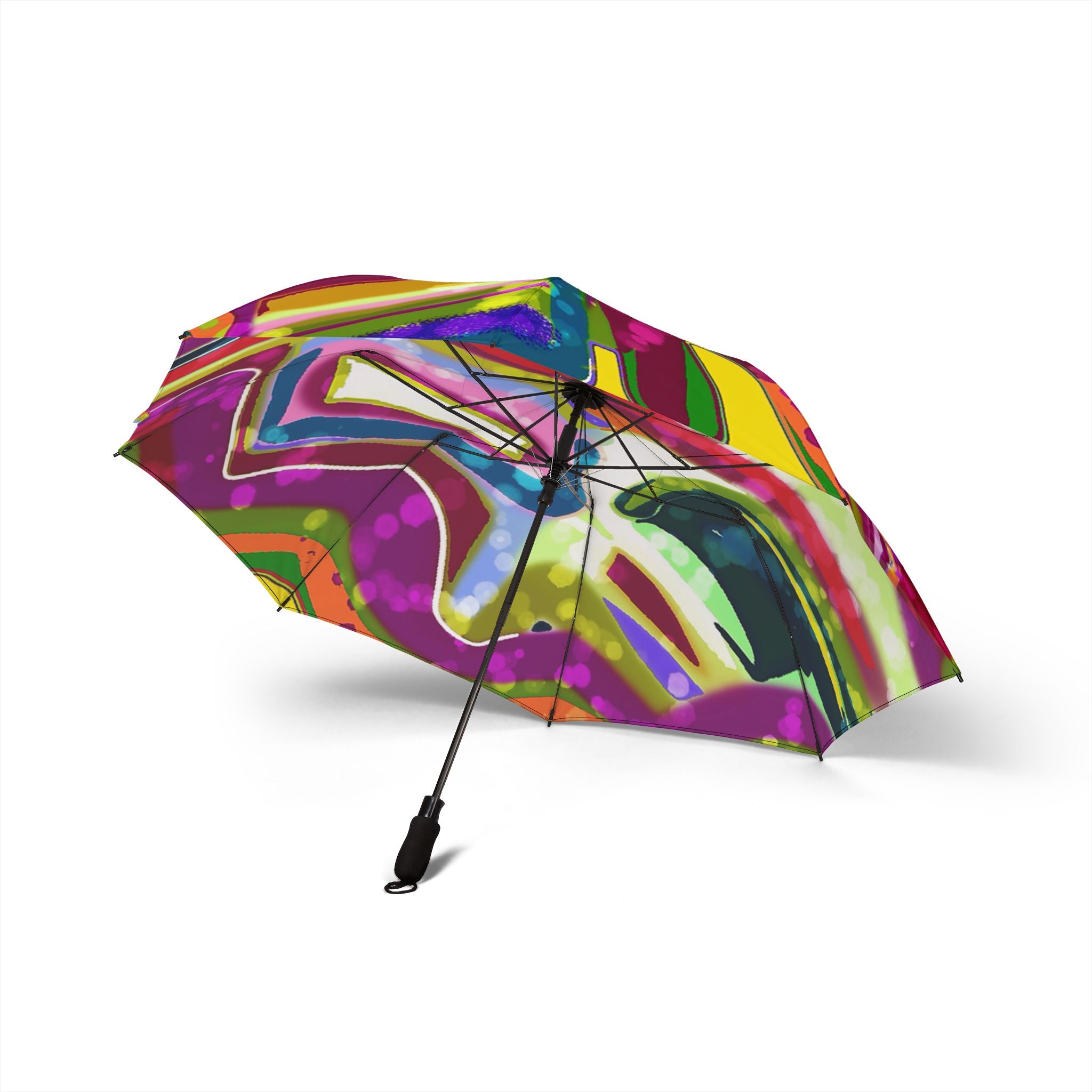 Color Splash Foldable Umbrella — Abstract Graffiti Print, Semi‑Automatic Compact Umbrella
