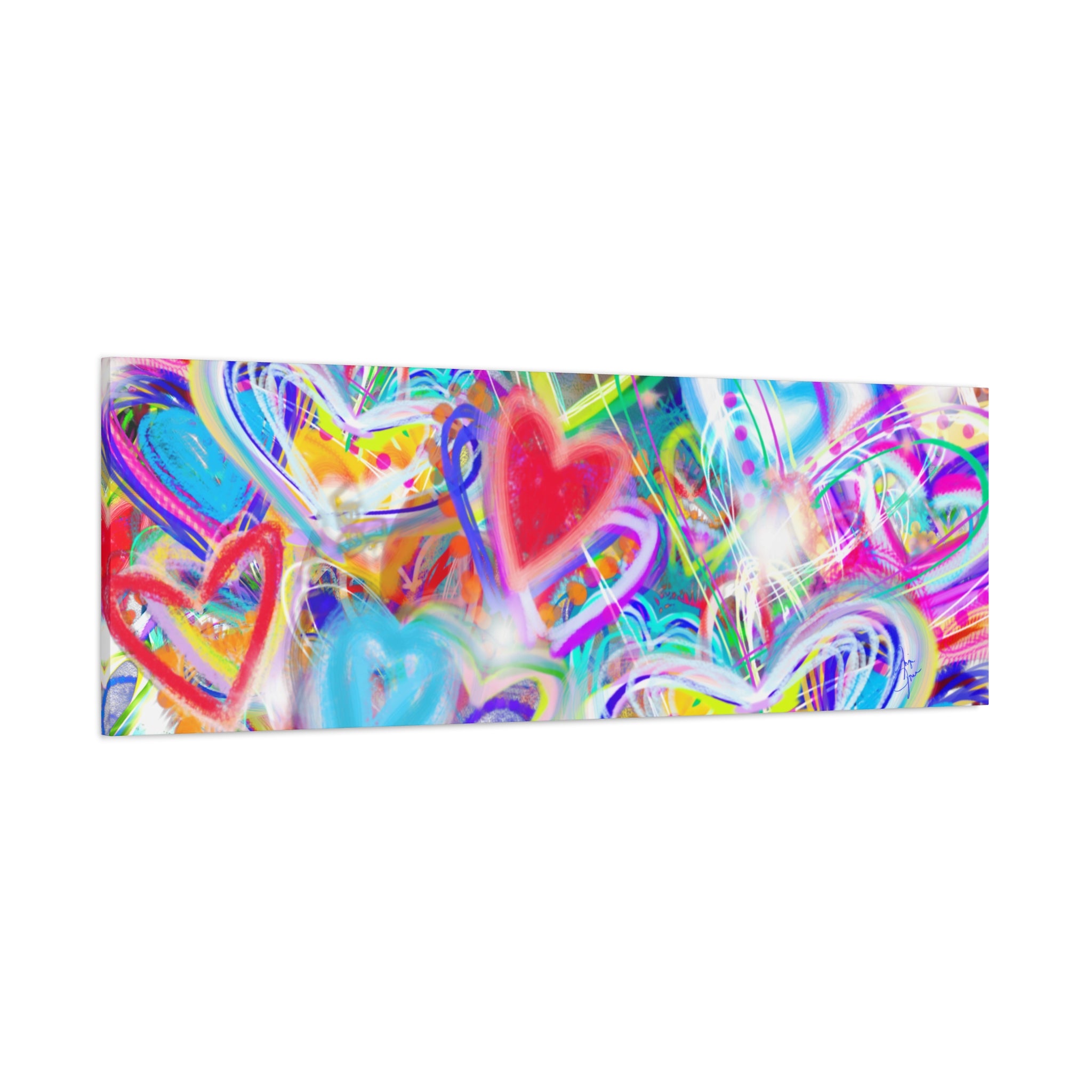 Colorful Heart Graffiti Matte Canvas